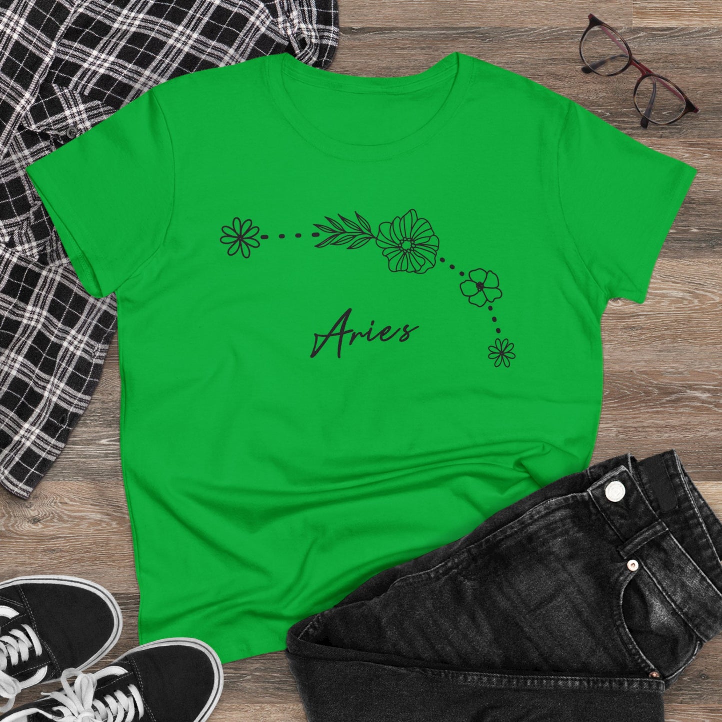 Flower Constellation - Aries - Astrology - Women's Midweight Cotton Tee