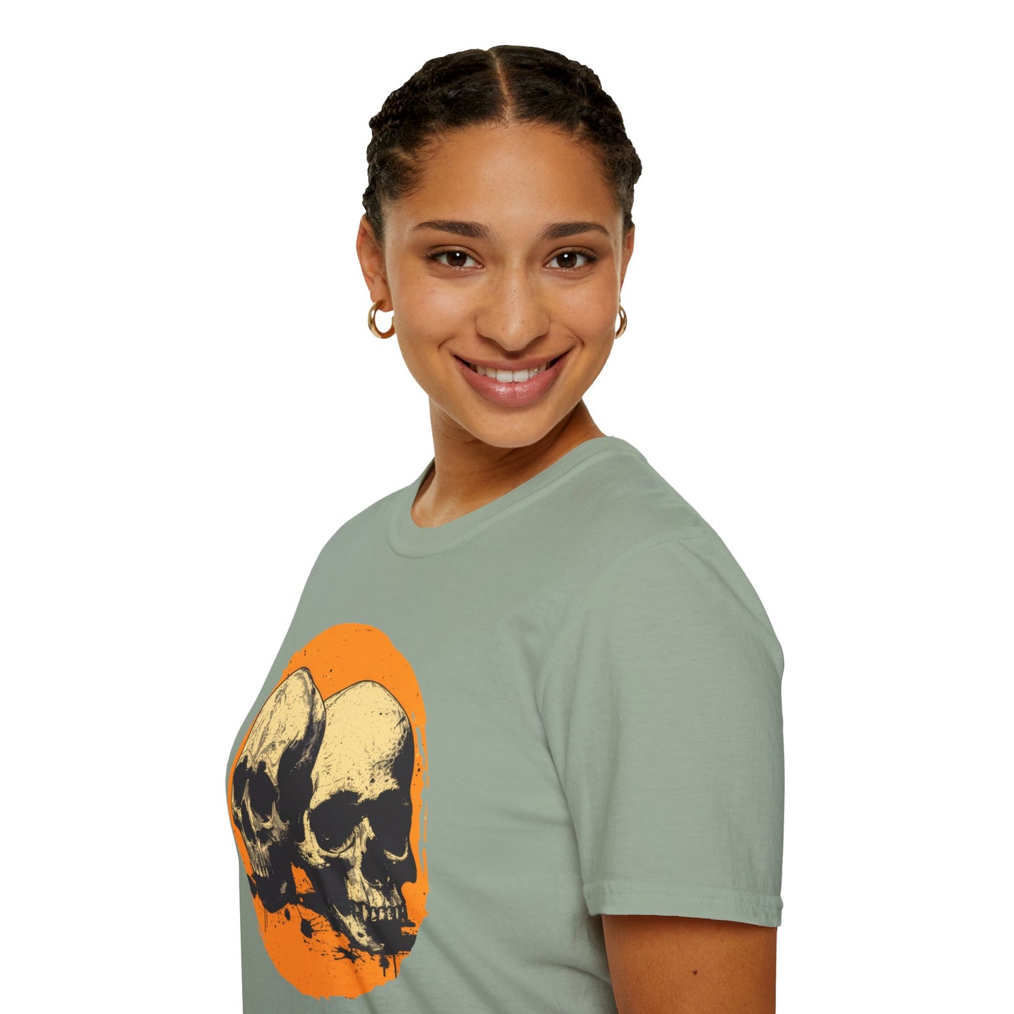 Skulls on Orange - Unisex Softstyle T-Shirt