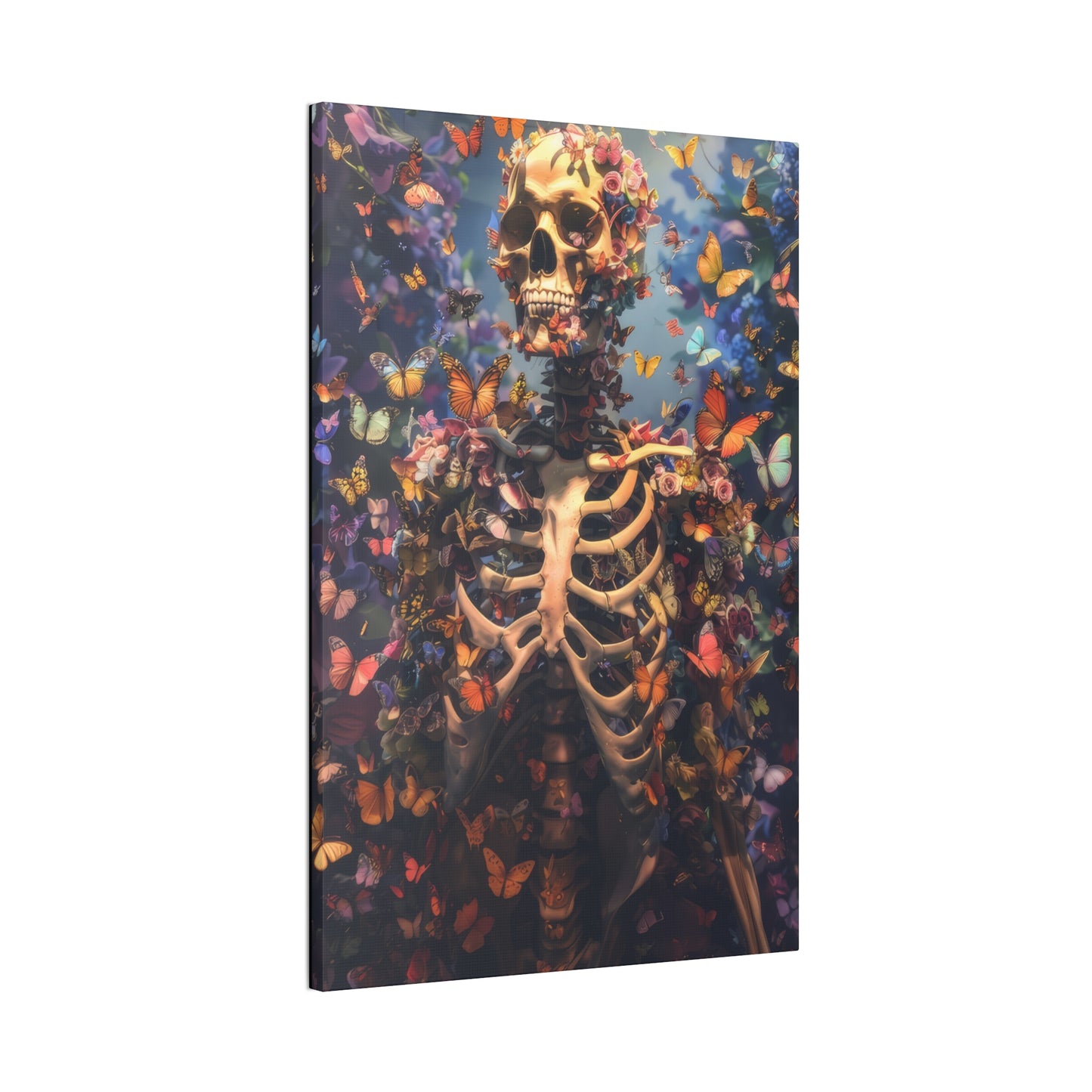 Skeleton and Butterflies - Canvas Stretched, 0.75"