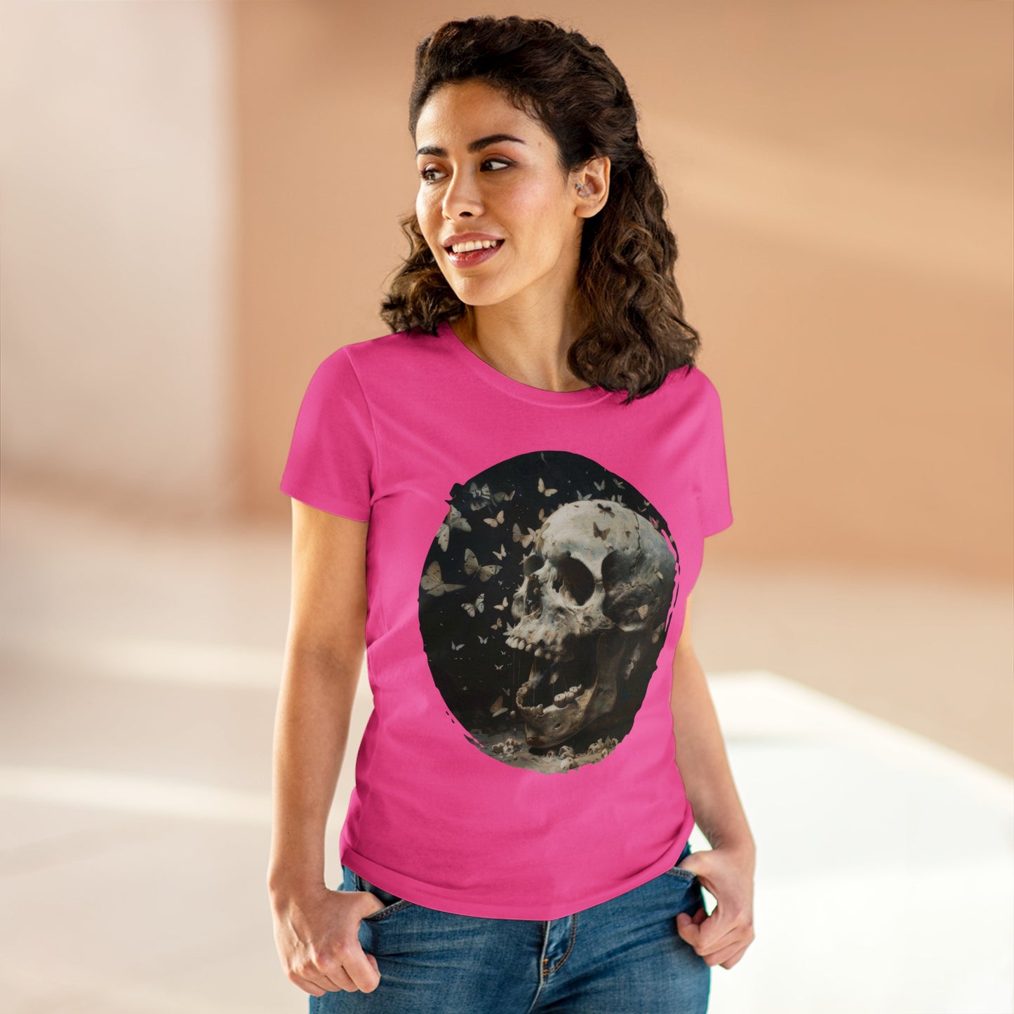 Skull and Butterflies - Women's Midweight Cotton Tee