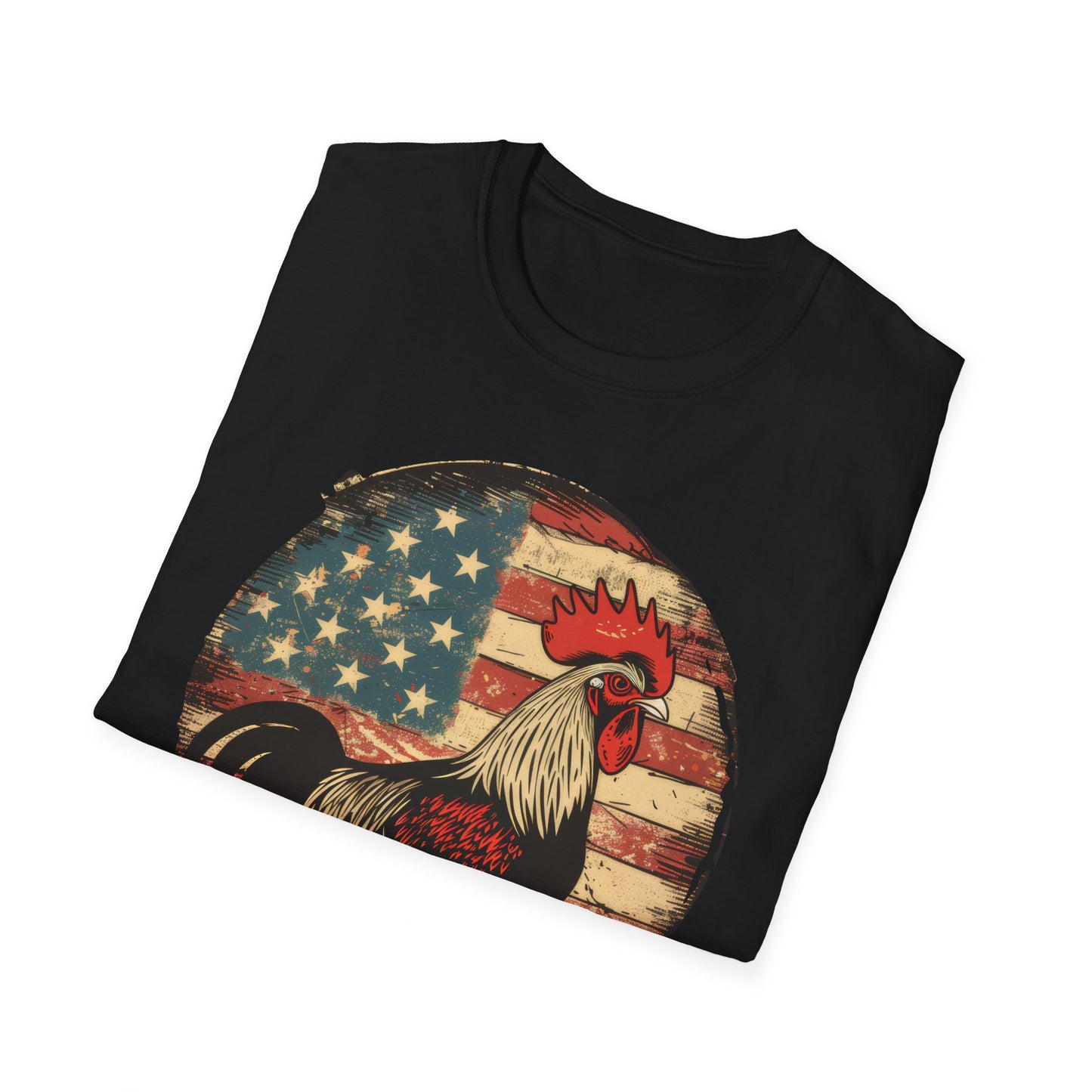 Rooster and Flag - Unisex Softstyle T-Shirt