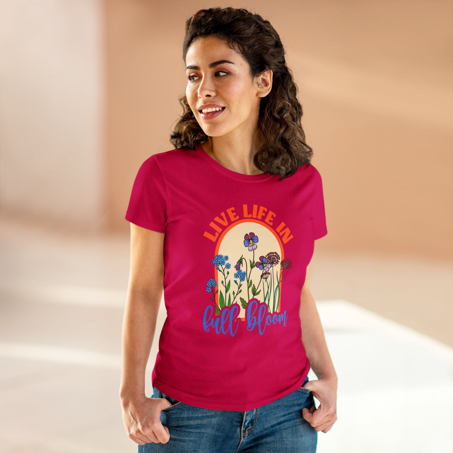 Live Life in Full Bloom - Gardening - Women's Midweight Cotton Tee