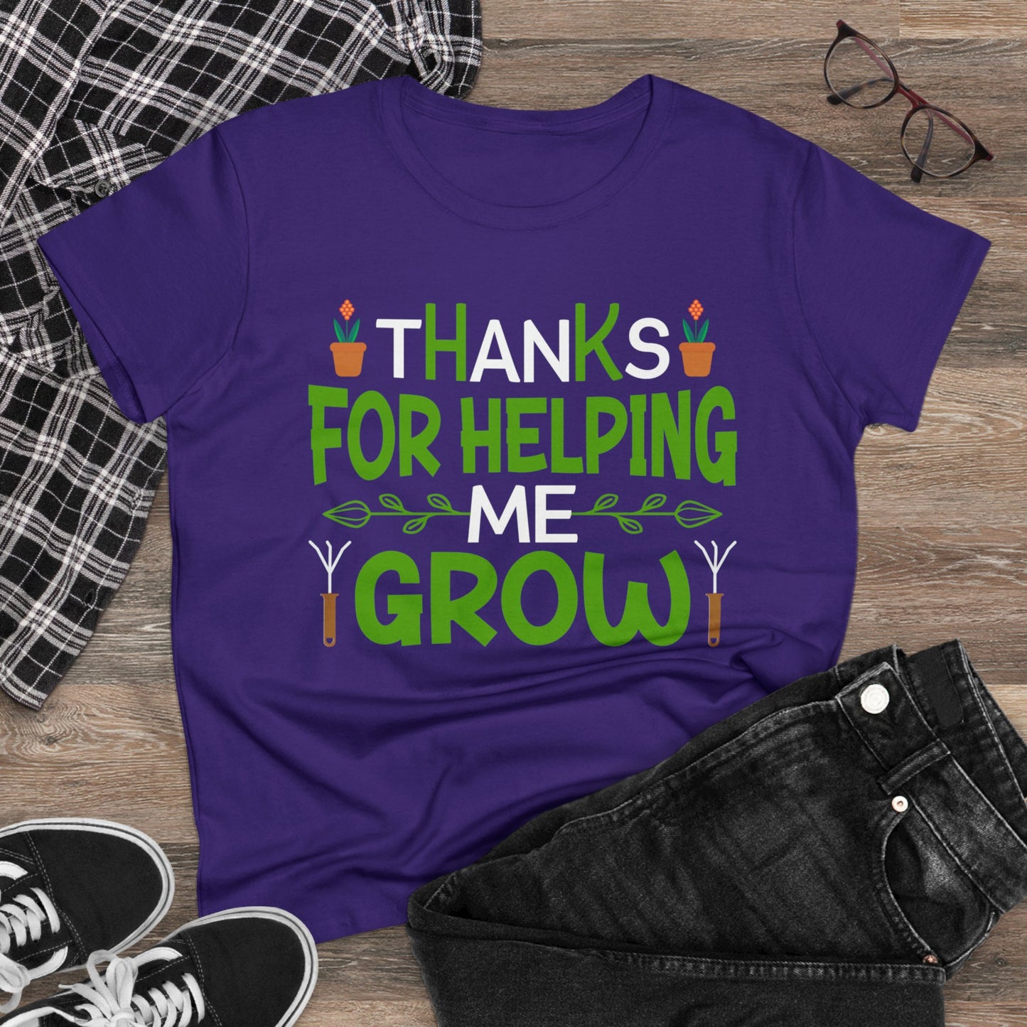 Thanks For Helping Me Grow - Gardening - Women's Midweight Cotton Tee