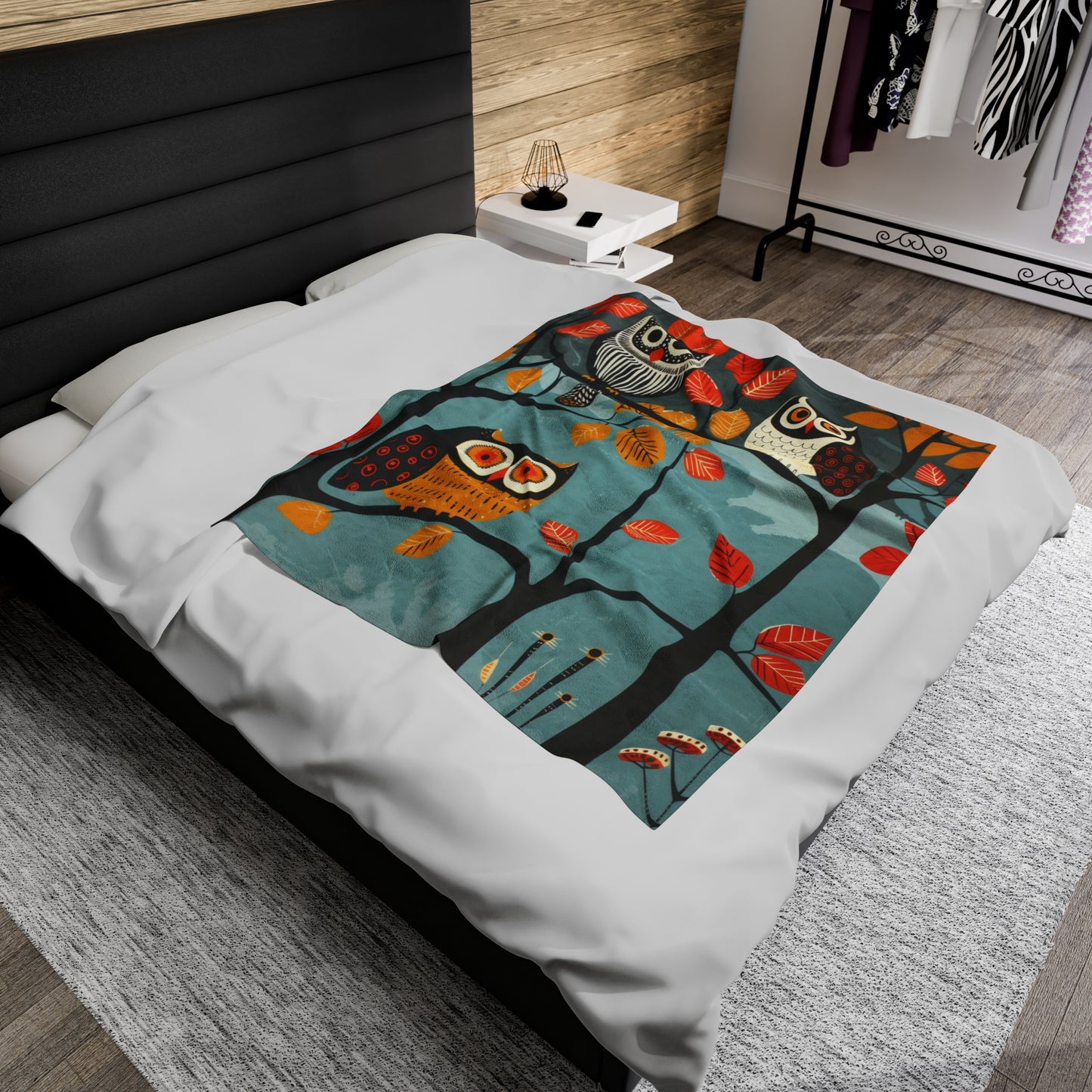 Owls - Trifecta - Velveteen Plush Blanket s