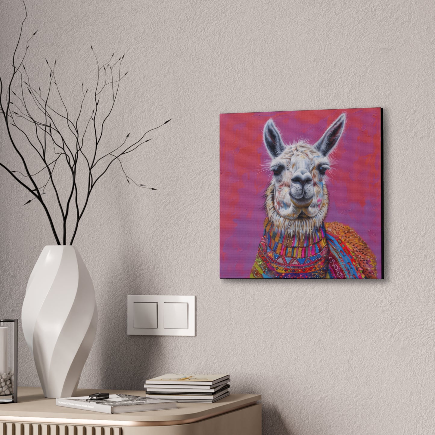 Llama - Canvas Stretched, 0.75"