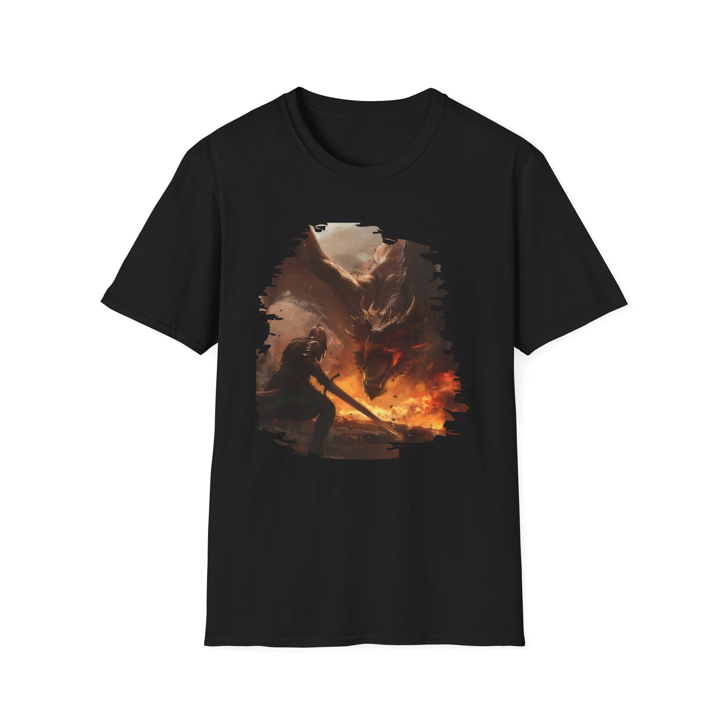 Fighter and Dragon - Unisex Softstyle T-Shirt