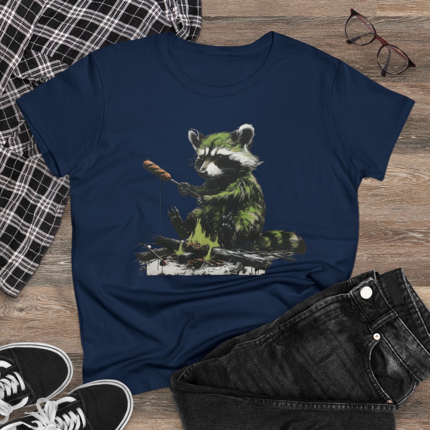 Raccoon Cookout - Women's Midweight Cotton Tee