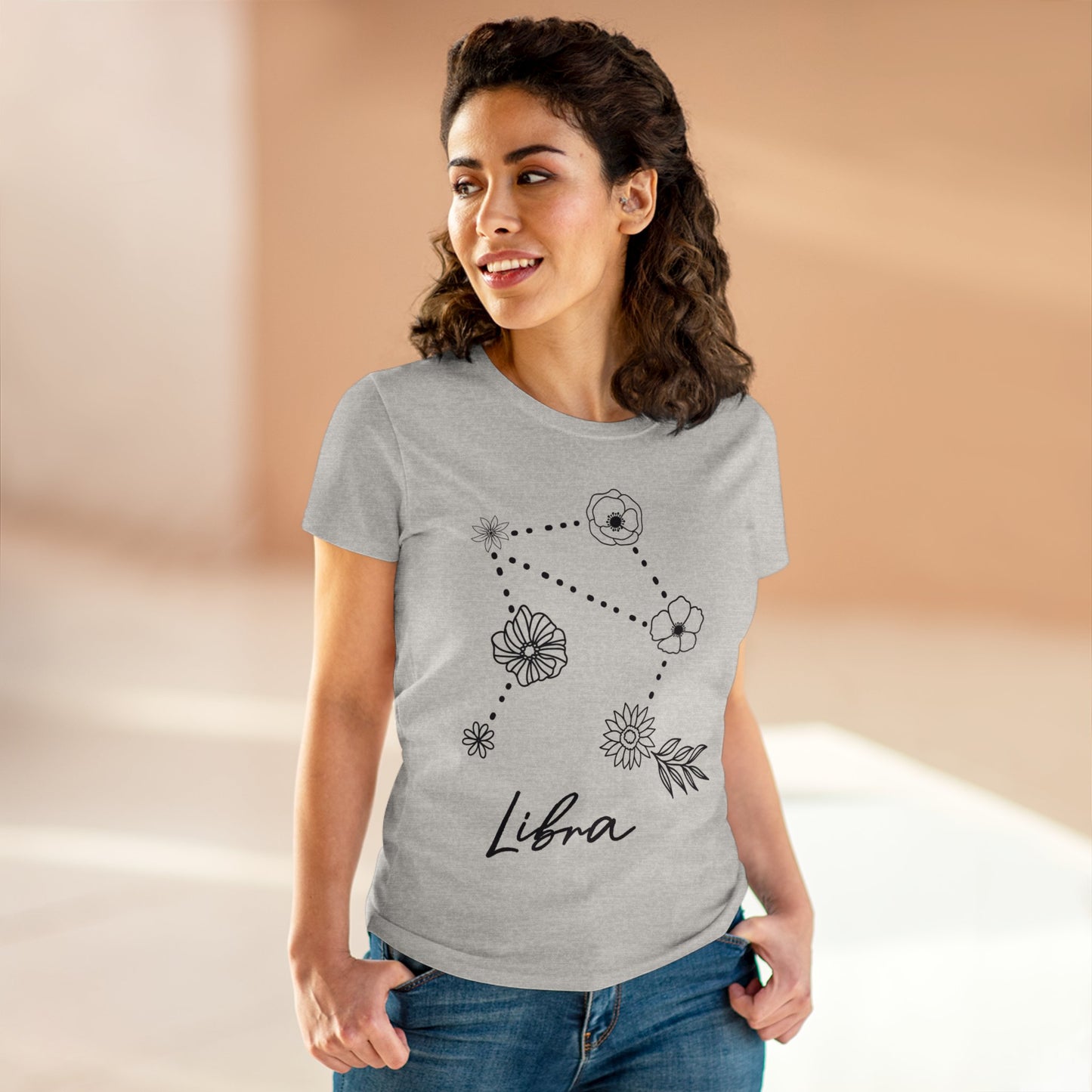 Flower Constellation - Libra - Astrology - Women's Midweight Cotton Tee