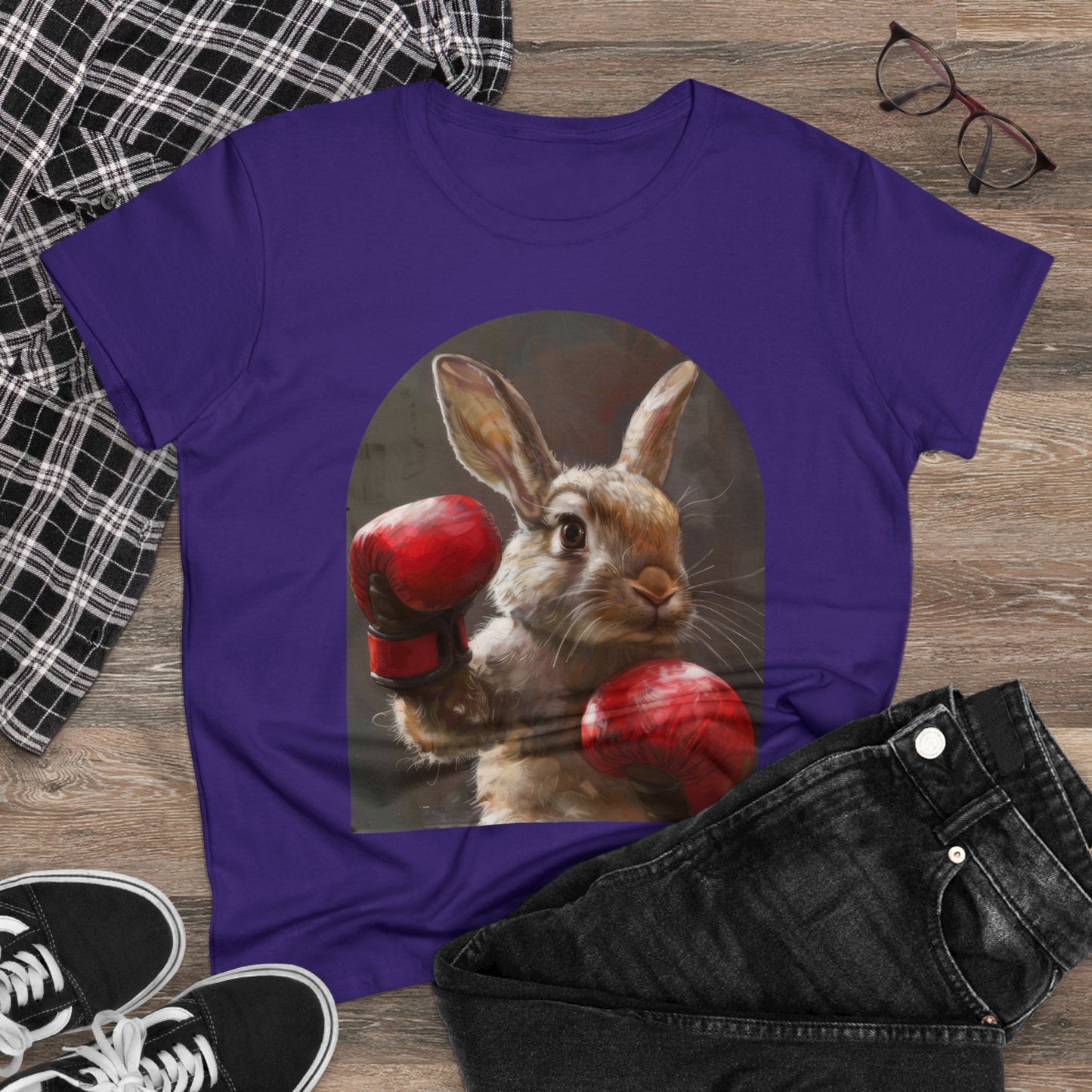 Boxing Rabbit - Women's Midweight Cotton Tee