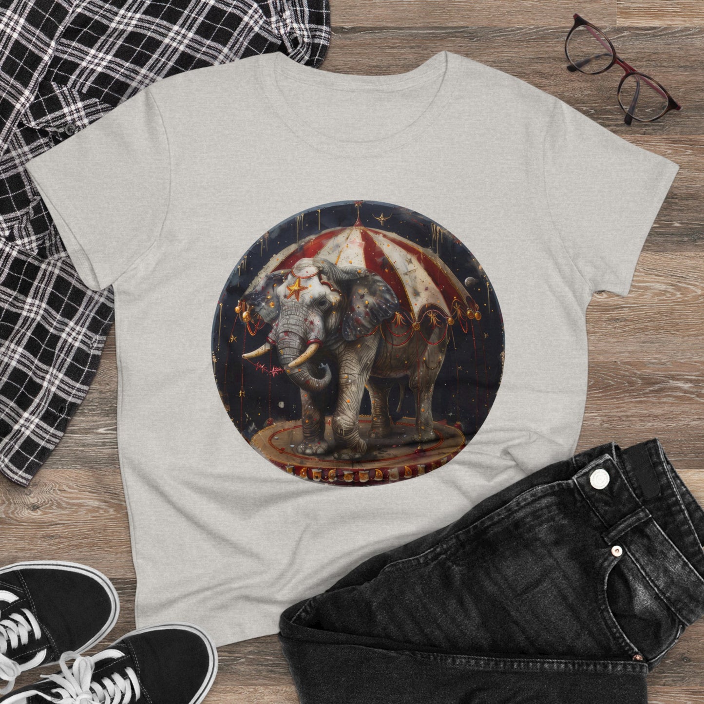 Circus Elephant - Women's Midweight Cotton Tee