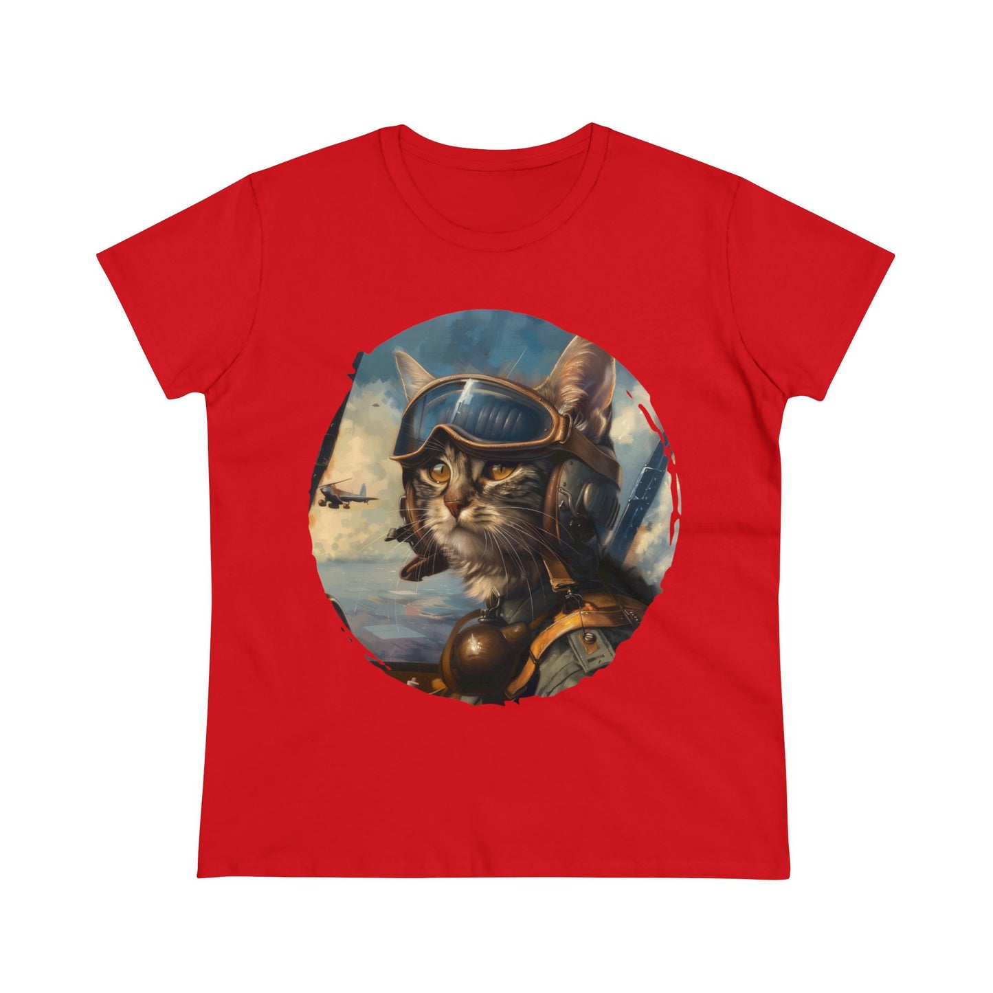 Fighter Pilot Kitty - Women's Midweight Cotton Tee