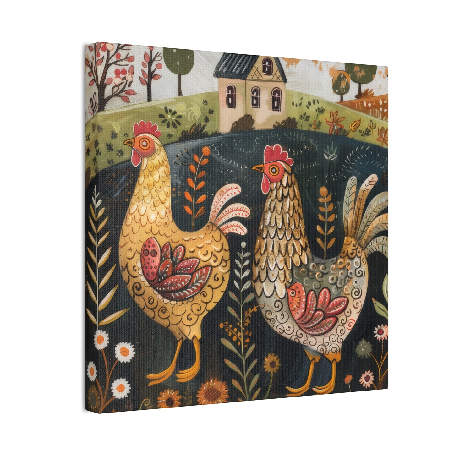 Chickens - Canvas Stretched, 0.75" - Canvas Stretched, 0.75"