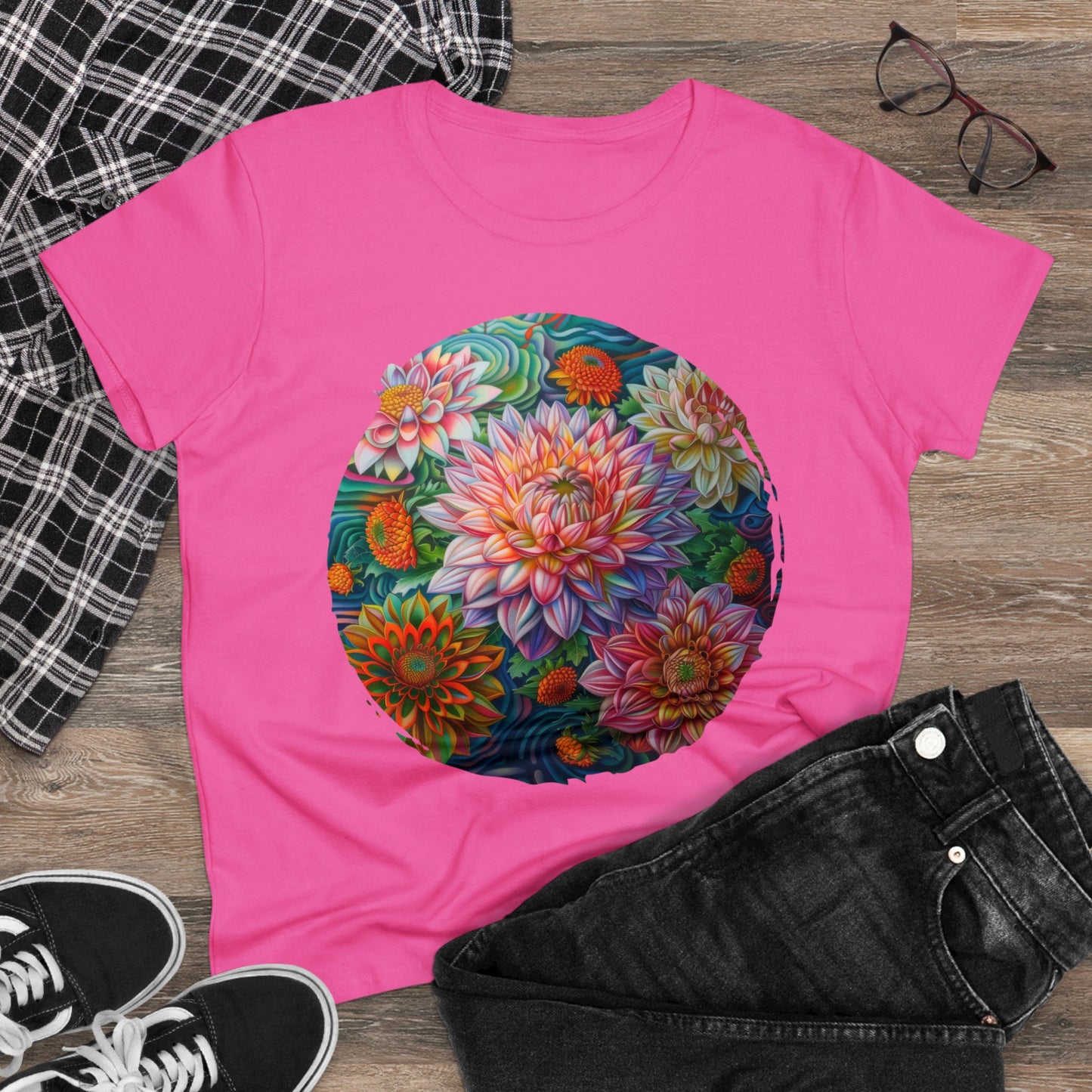 Pastel Flowers - Women's Midweight Cotton Tee