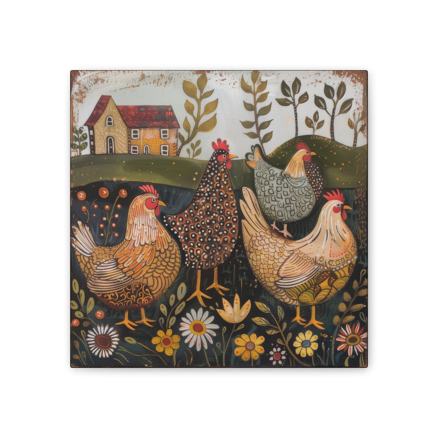 Chickens - Canvas Stretched, 0.75" - Canvas Stretched, 0.75"