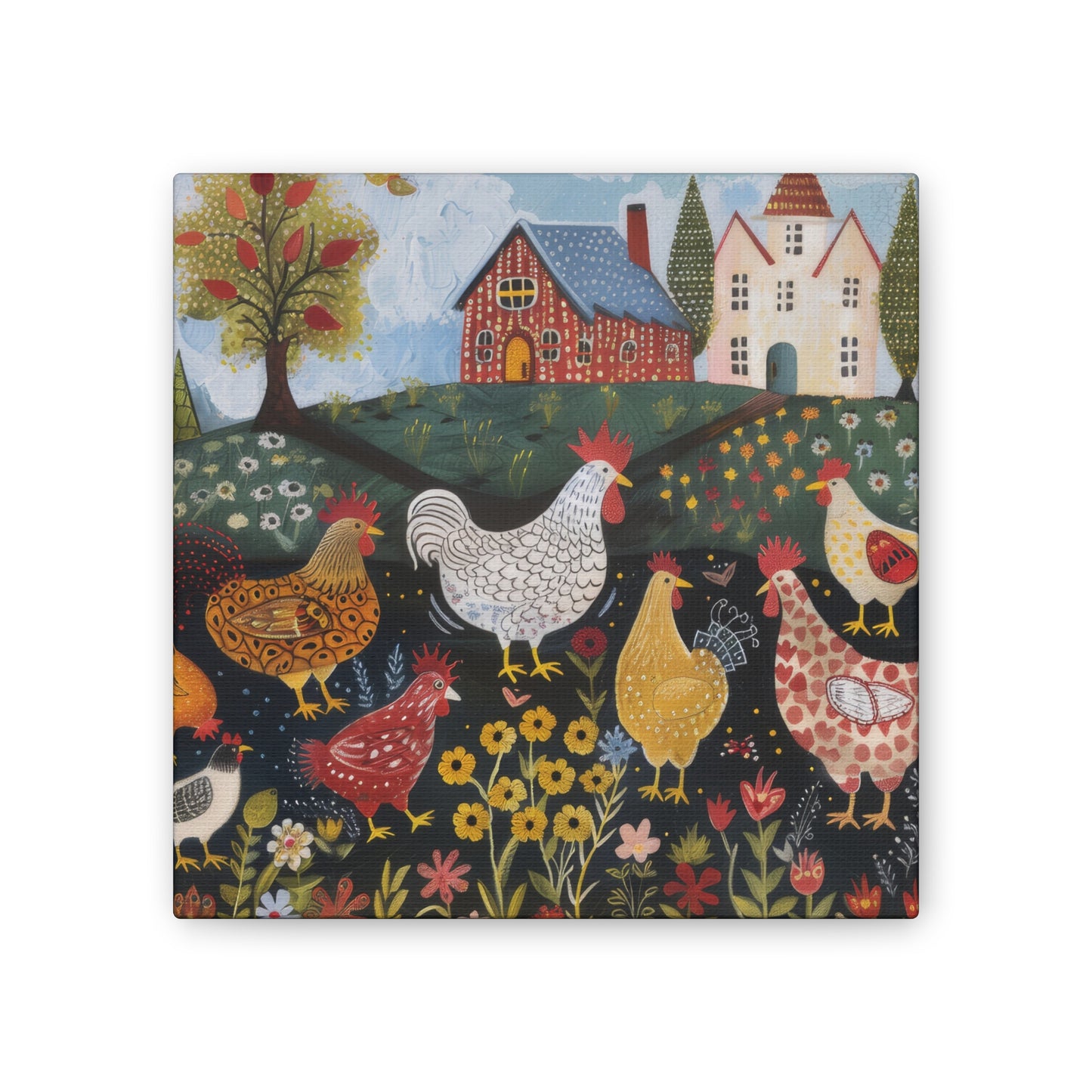 Chickens - Canvas Stretched, 0.75" - Canvas Stretched, 0.75"