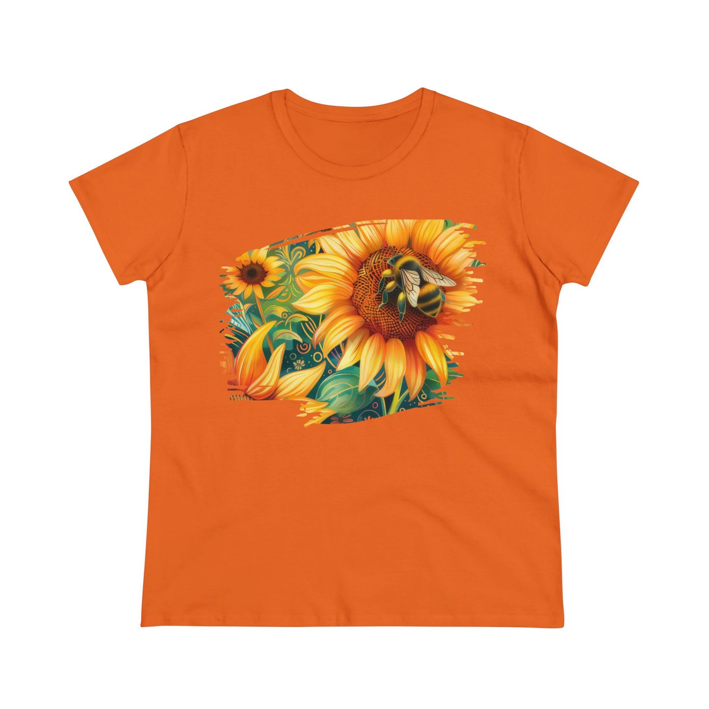 Sunflowers and Bee - Women's Midweight Cotton Tee