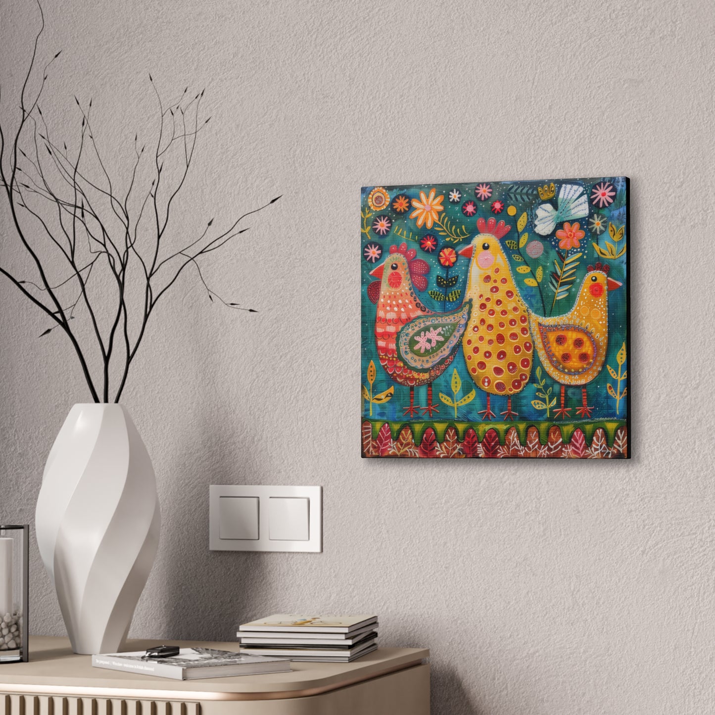 Chickens - Canvas Stretched, 0.75" - Canvas Stretched, 0.75"