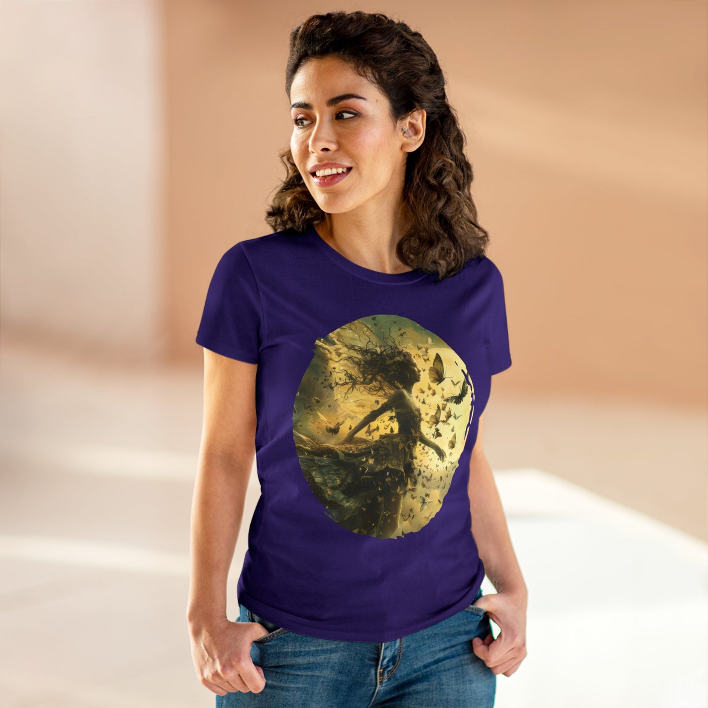 Fairy and Butterflies - Fantasy - Women's Midweight Cotton Tee