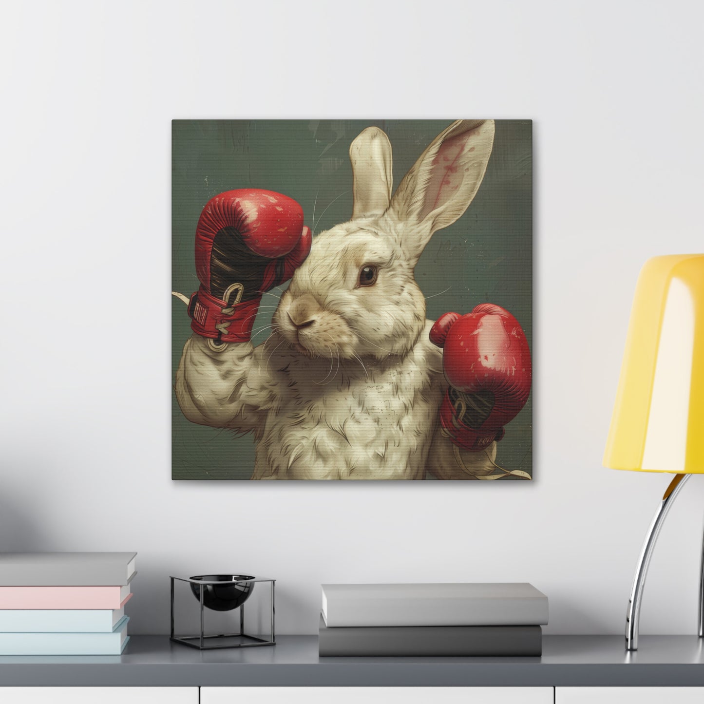 Bunny Pugilist - Canvas Stretched, 0.75"