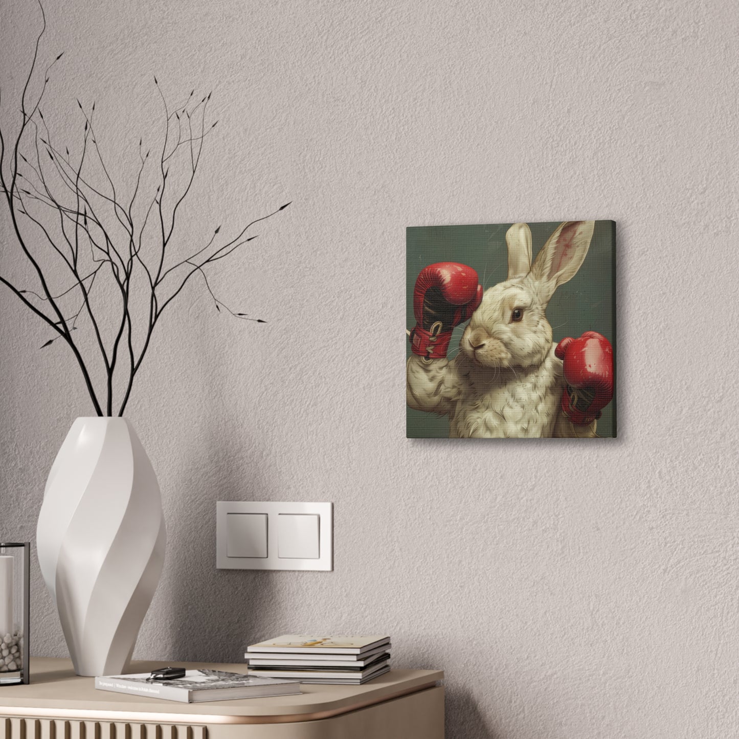 Bunny Pugilist - Canvas Stretched, 0.75"