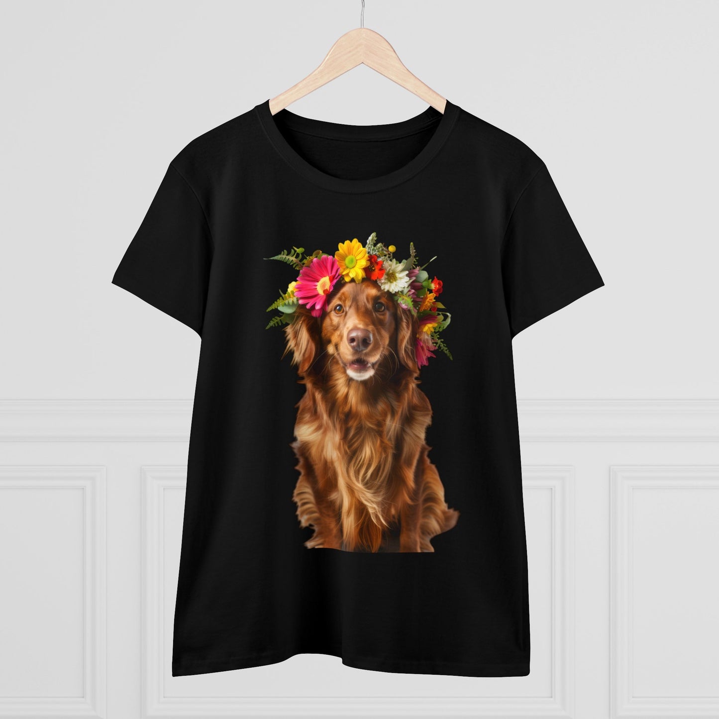 Dog's Flower Crown - Women's Midweight Cotton Tee