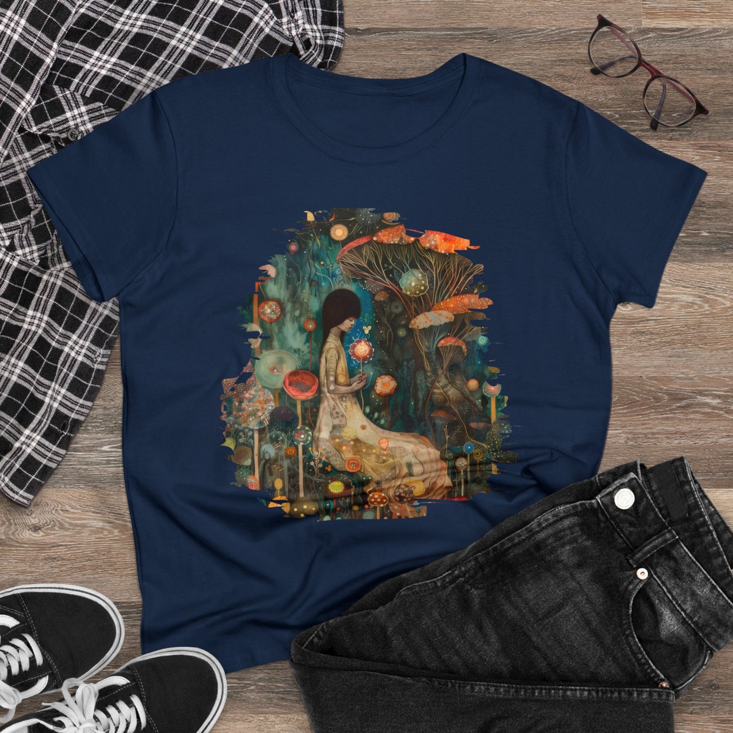 Mushroom Girl - Women's Midweight Cotton Tee