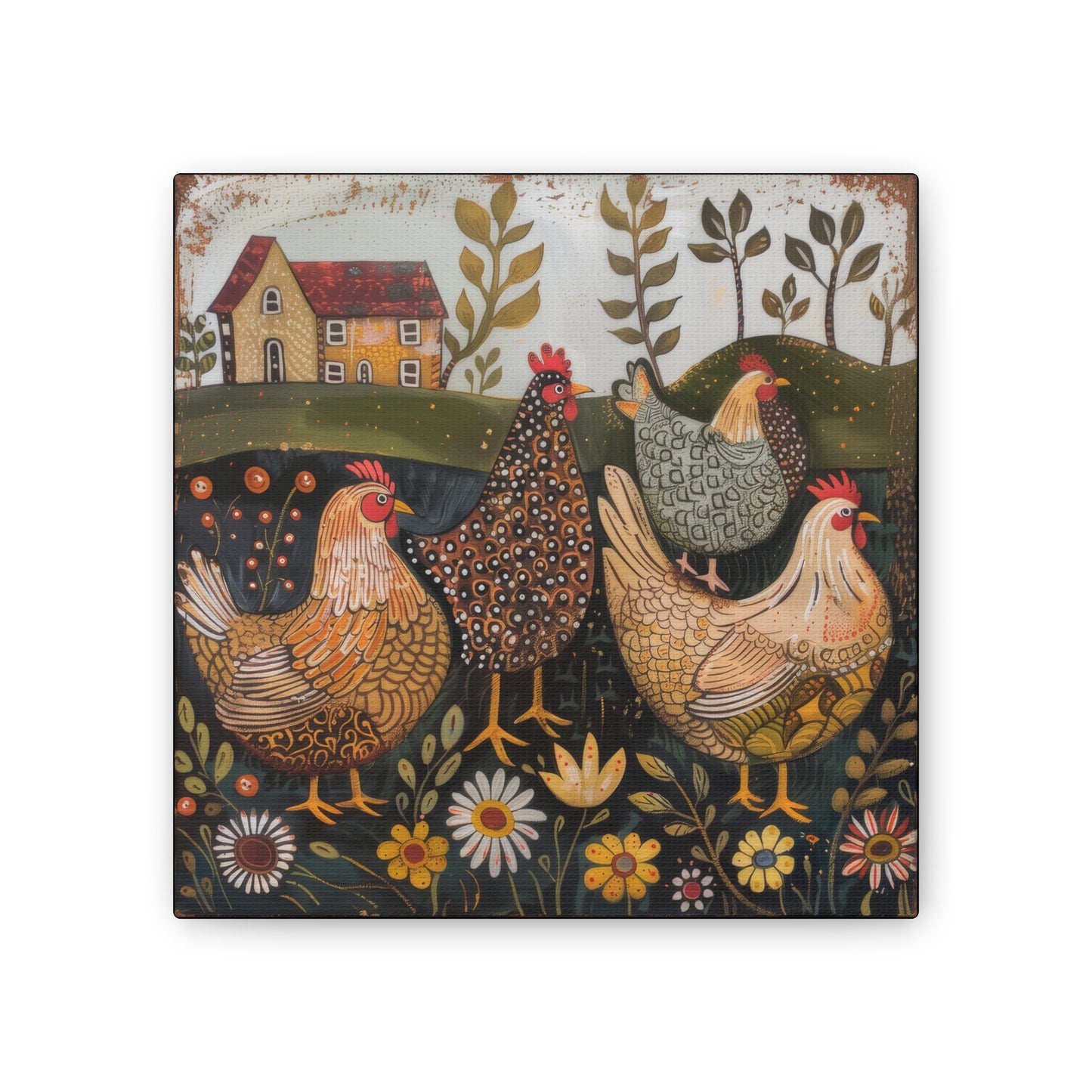 Chickens - Canvas Stretched, 0.75" - Canvas Stretched, 0.75"