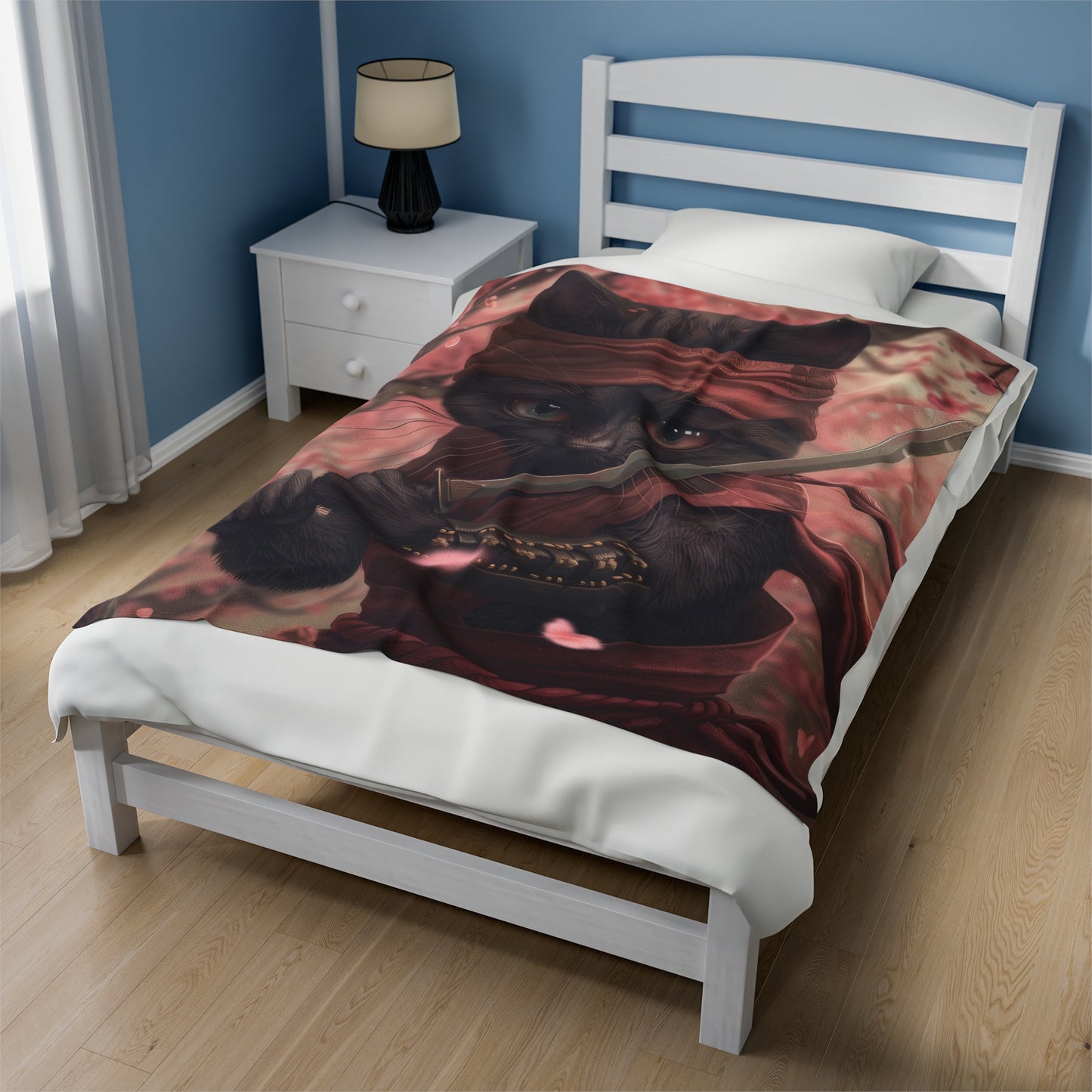 Kitty Ninja - Velveteen Plush Blanket