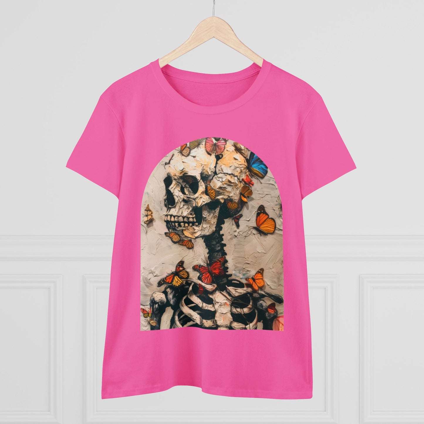 Skeleton and Butterflies - Women's Midweight Cotton Tee