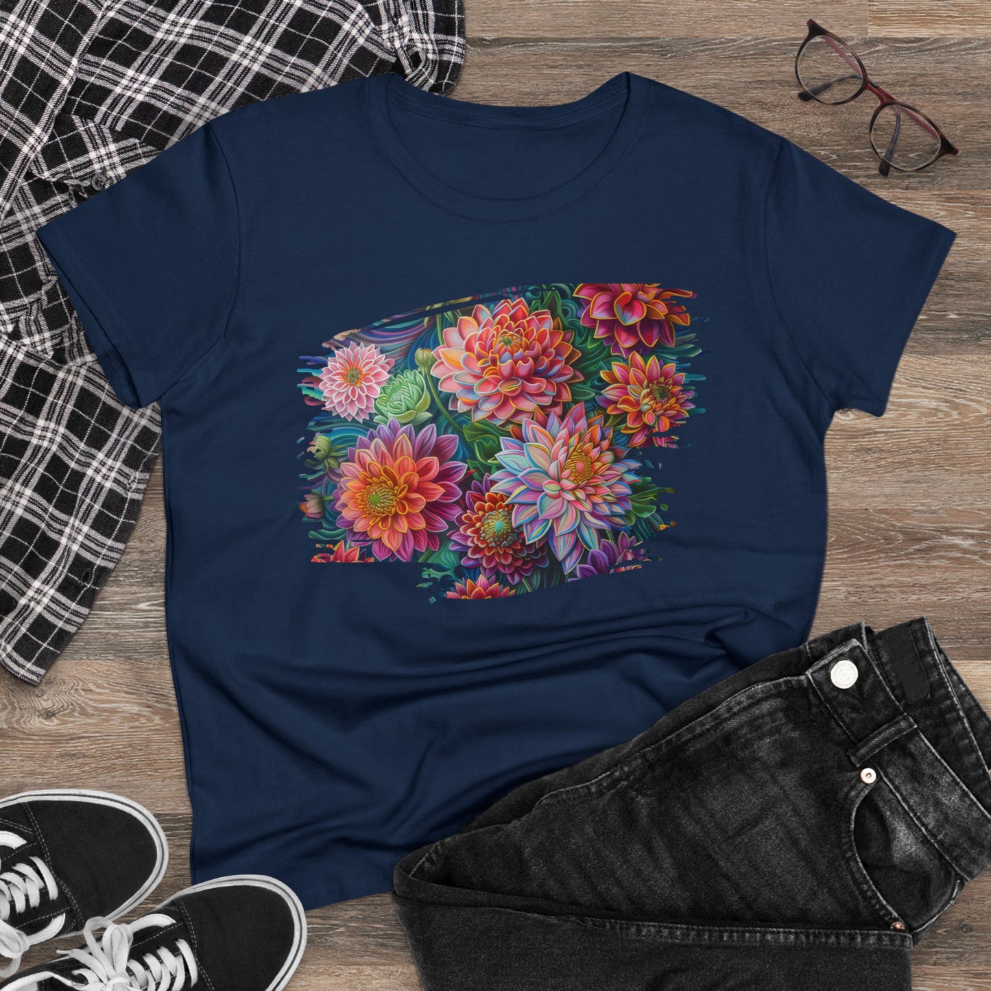 Pastel Flowers - Women's Midweight Cotton Tee