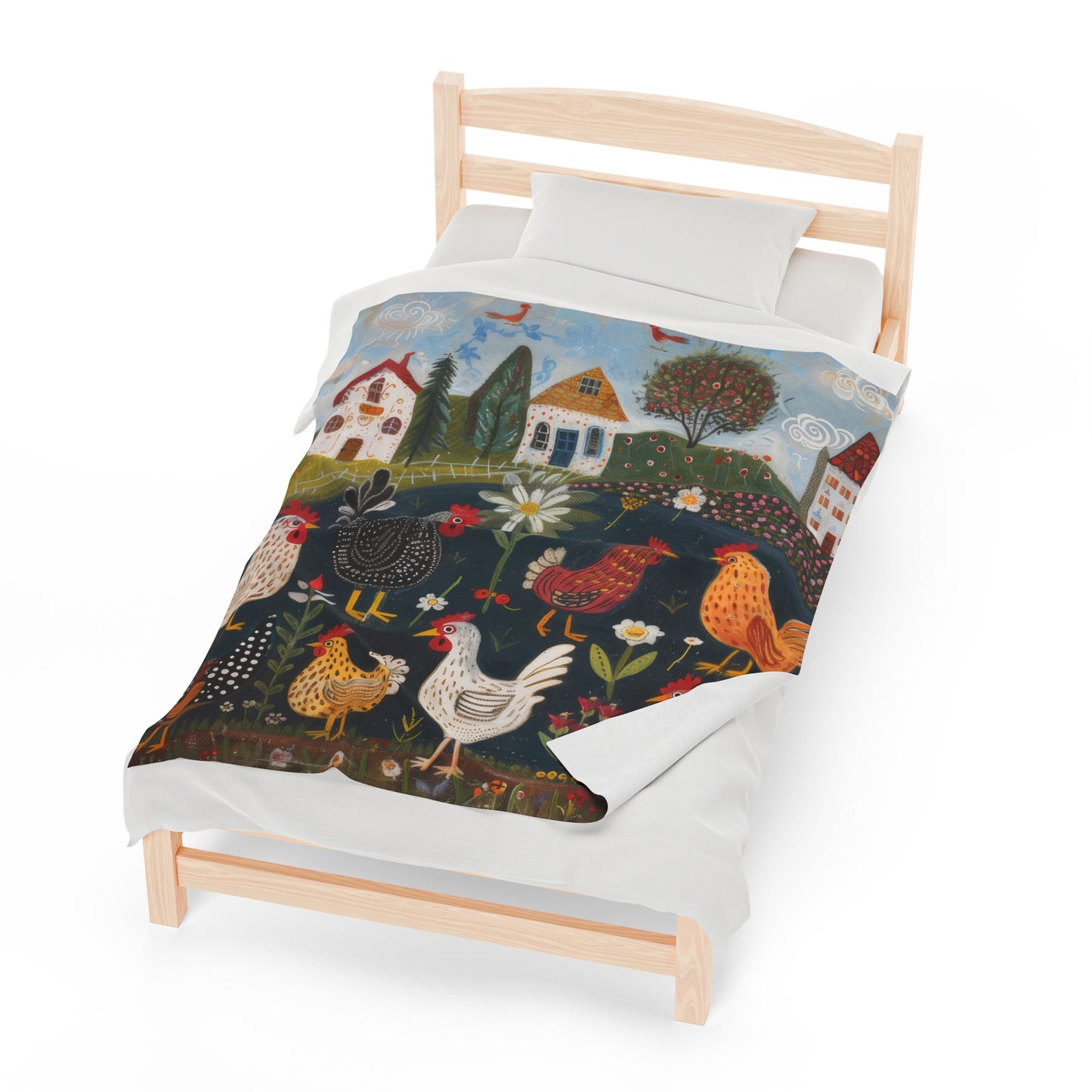 Cottage Chickens - Velveteen Plush Blanket