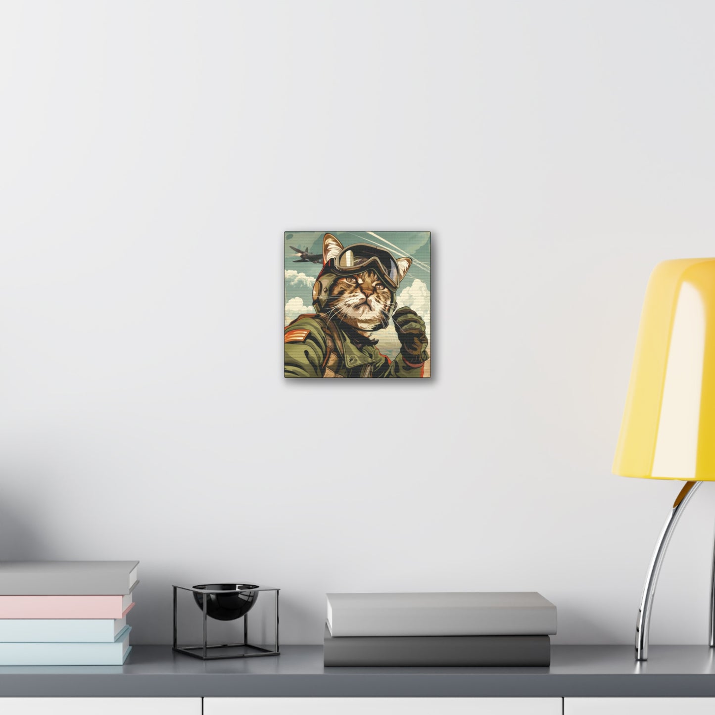 Kitty Fighter Pilot - Canvas Stretched, 0.75"