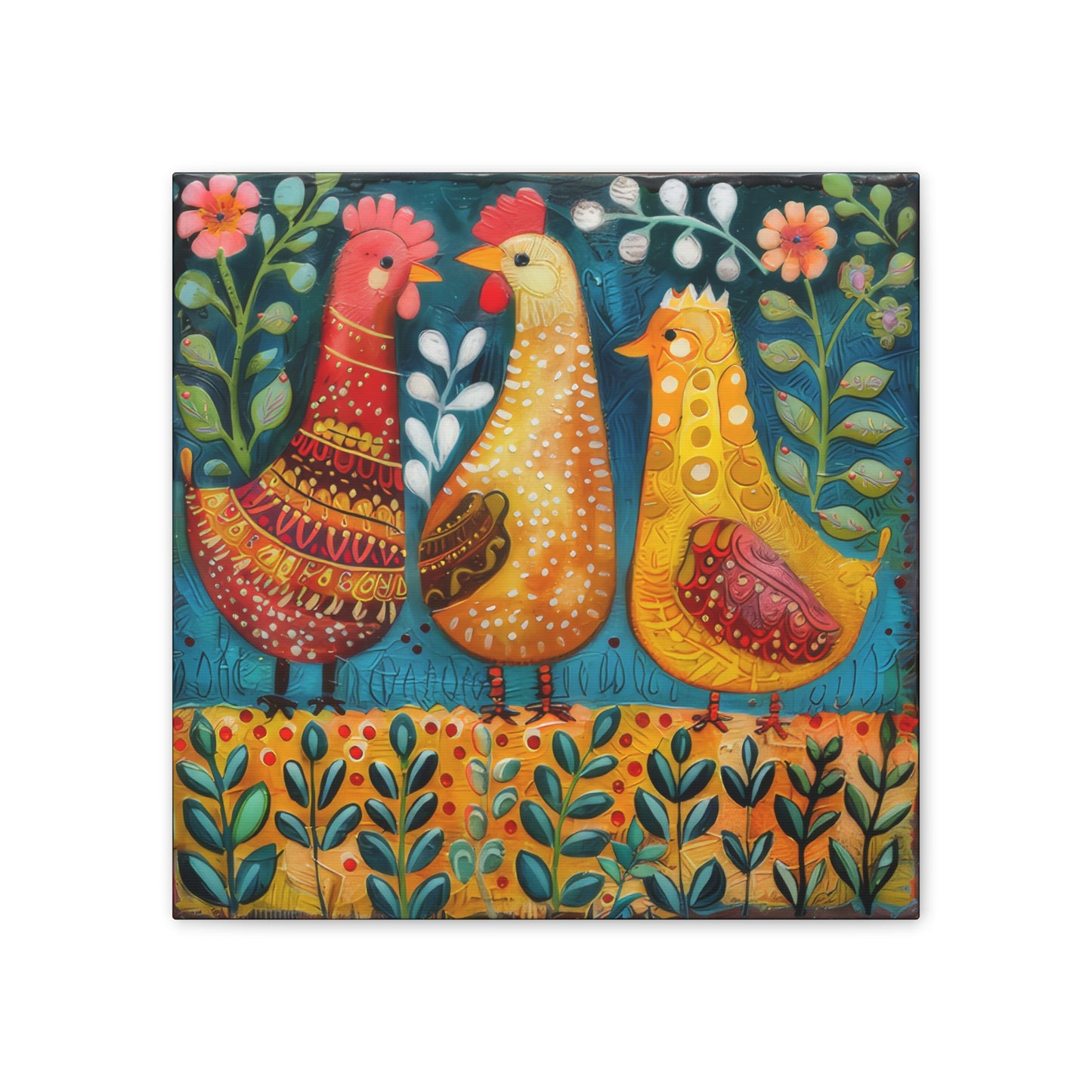 Chickens - Canvas Stretched, 0.75" - Canvas Stretched, 0.75"