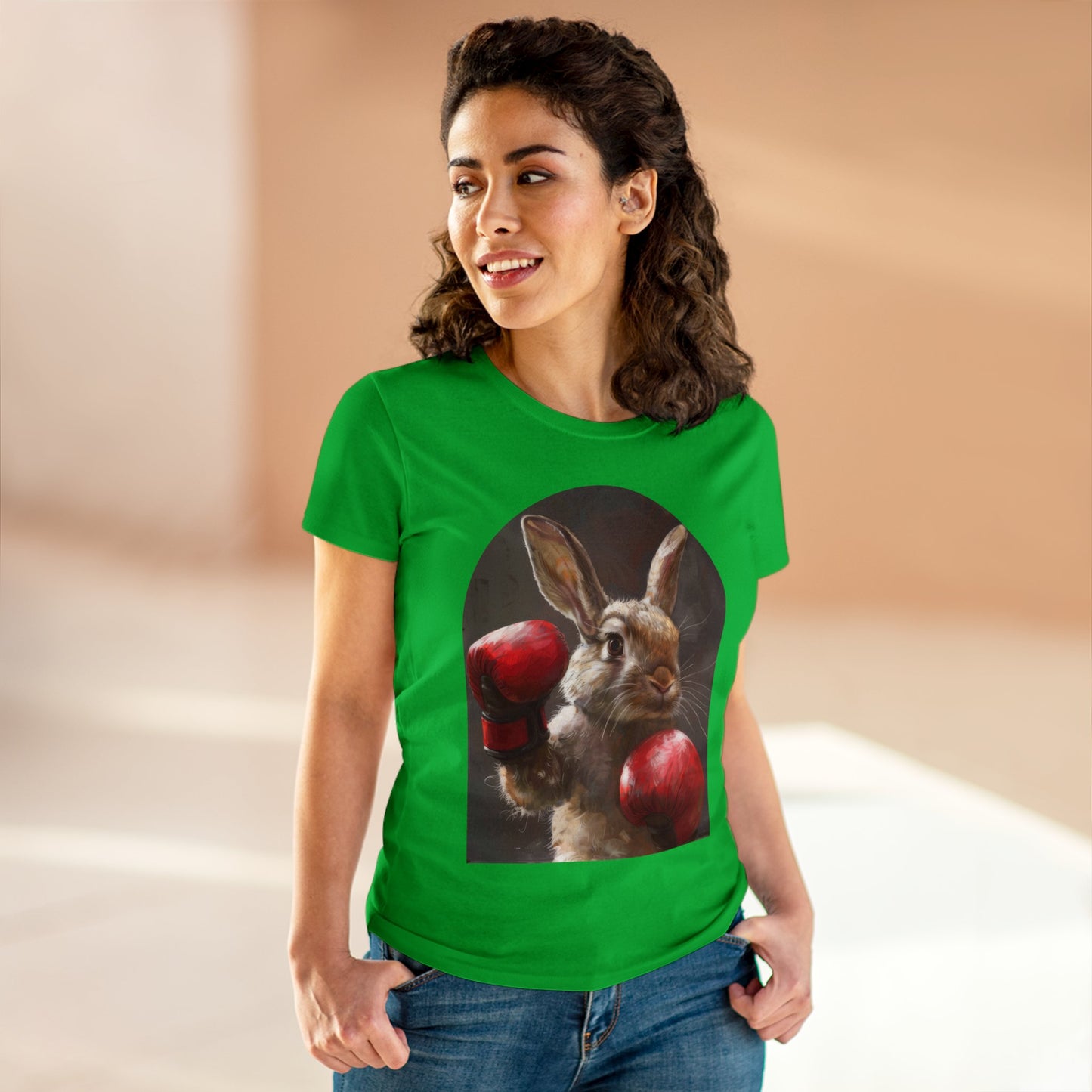 Boxing Rabbit - Women's Midweight Cotton Tee