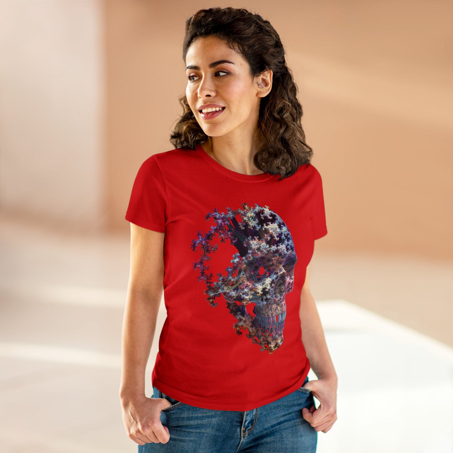 Fractal Skull - Women's Midweight Cotton Tee