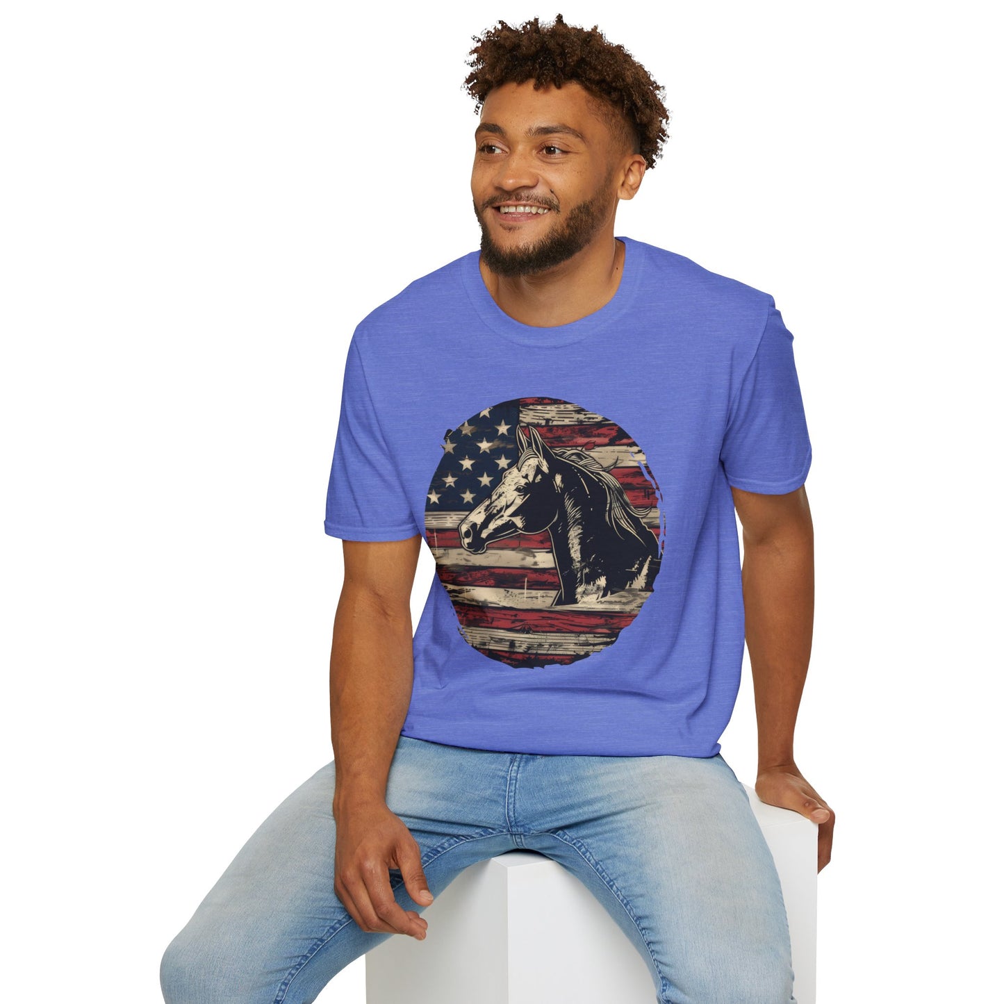 Horse and Flag - Unisex Softstyle T-Shirt