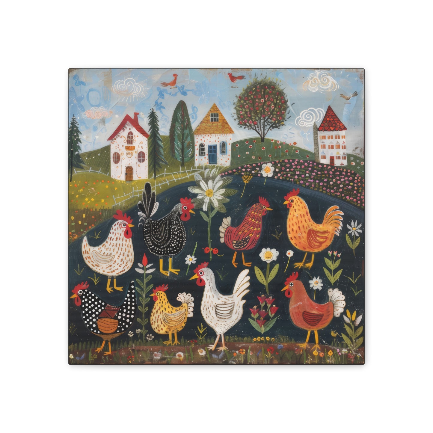 Chickens - Canvas Stretched, 0.75" - Canvas Stretched, 0.75"