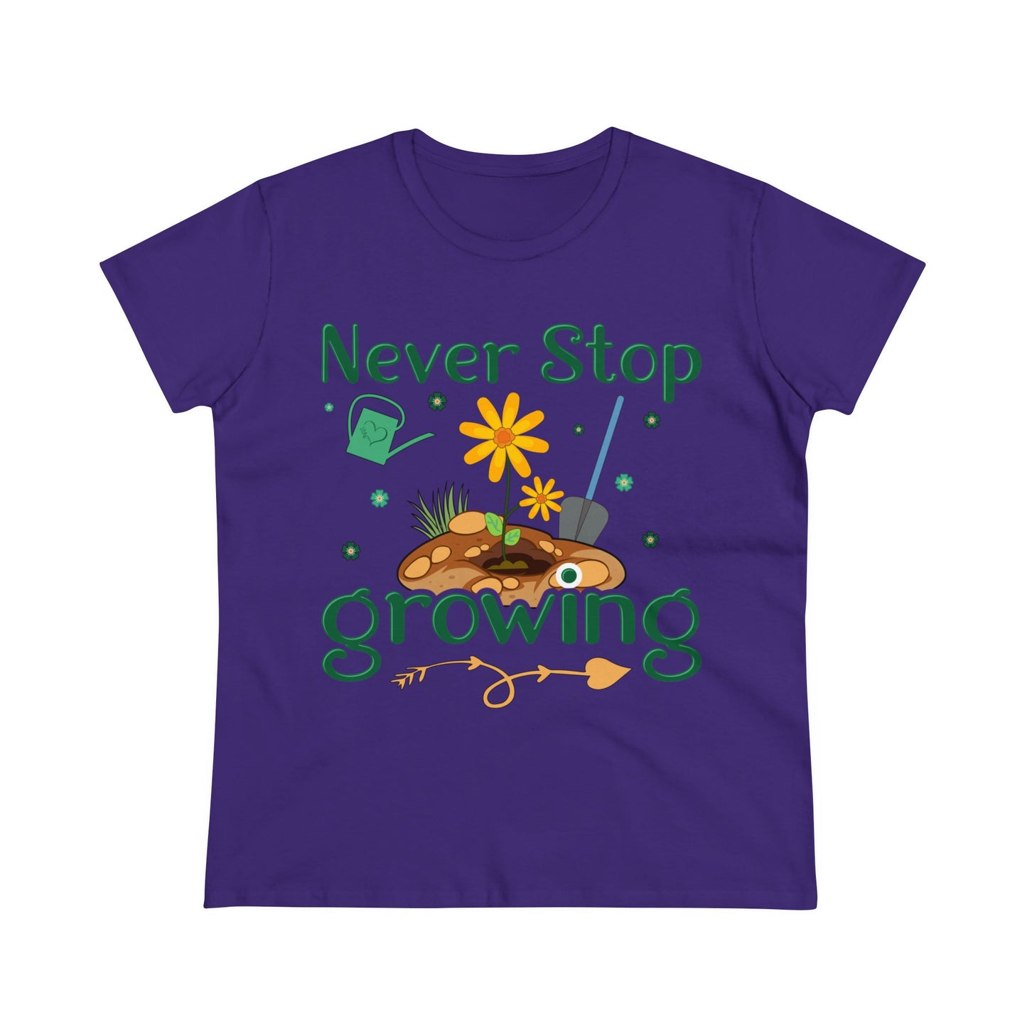 Never Stop Growing - Gardening - Women's Midweight Cotton Tee