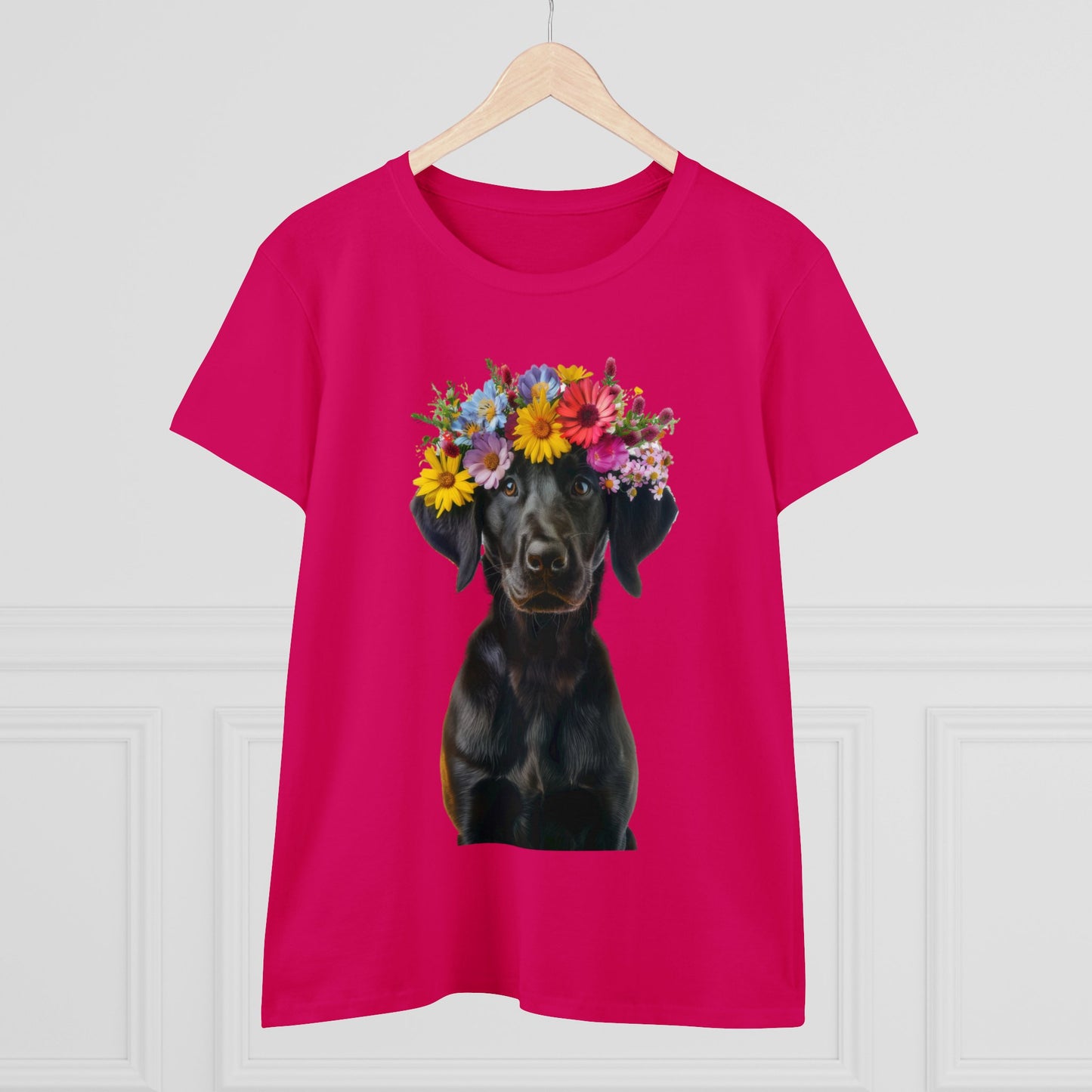 Dog's Flower Crown - Women's Midweight Cotton Tee