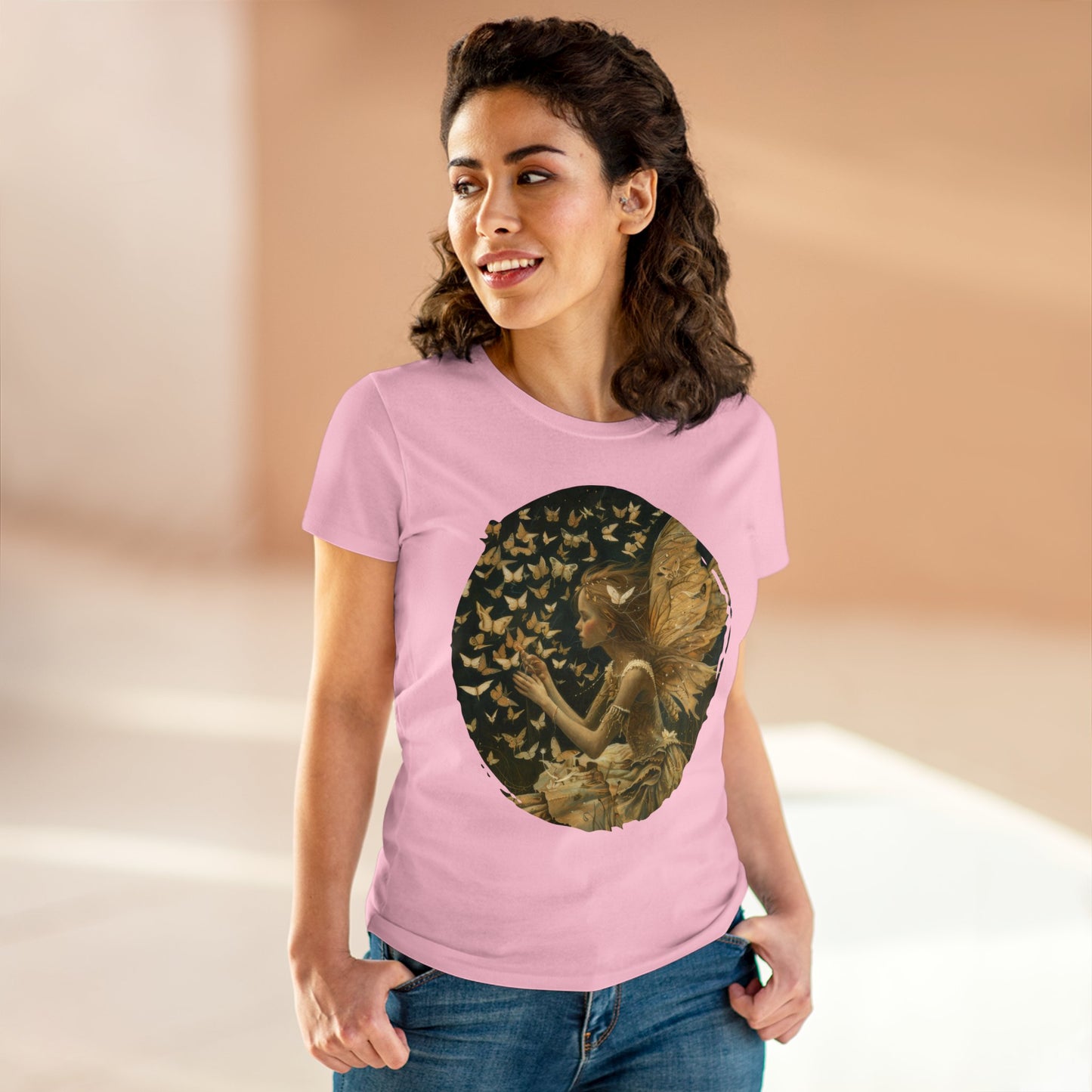 Fairy and Butterflies - Fantasy - Women's Midweight Cotton Tee