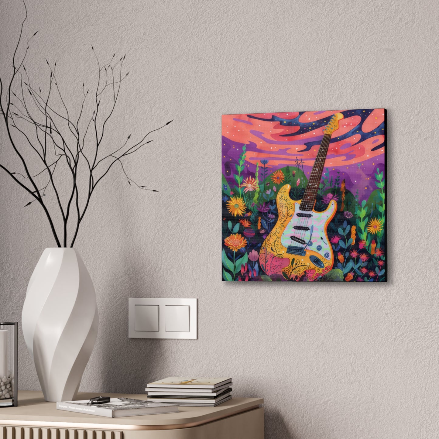 60's Guitar Poster - Canvas Stretched, 0.75"