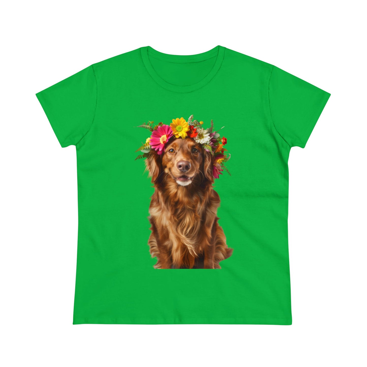 Dog's Flower Crown - Women's Midweight Cotton Tee