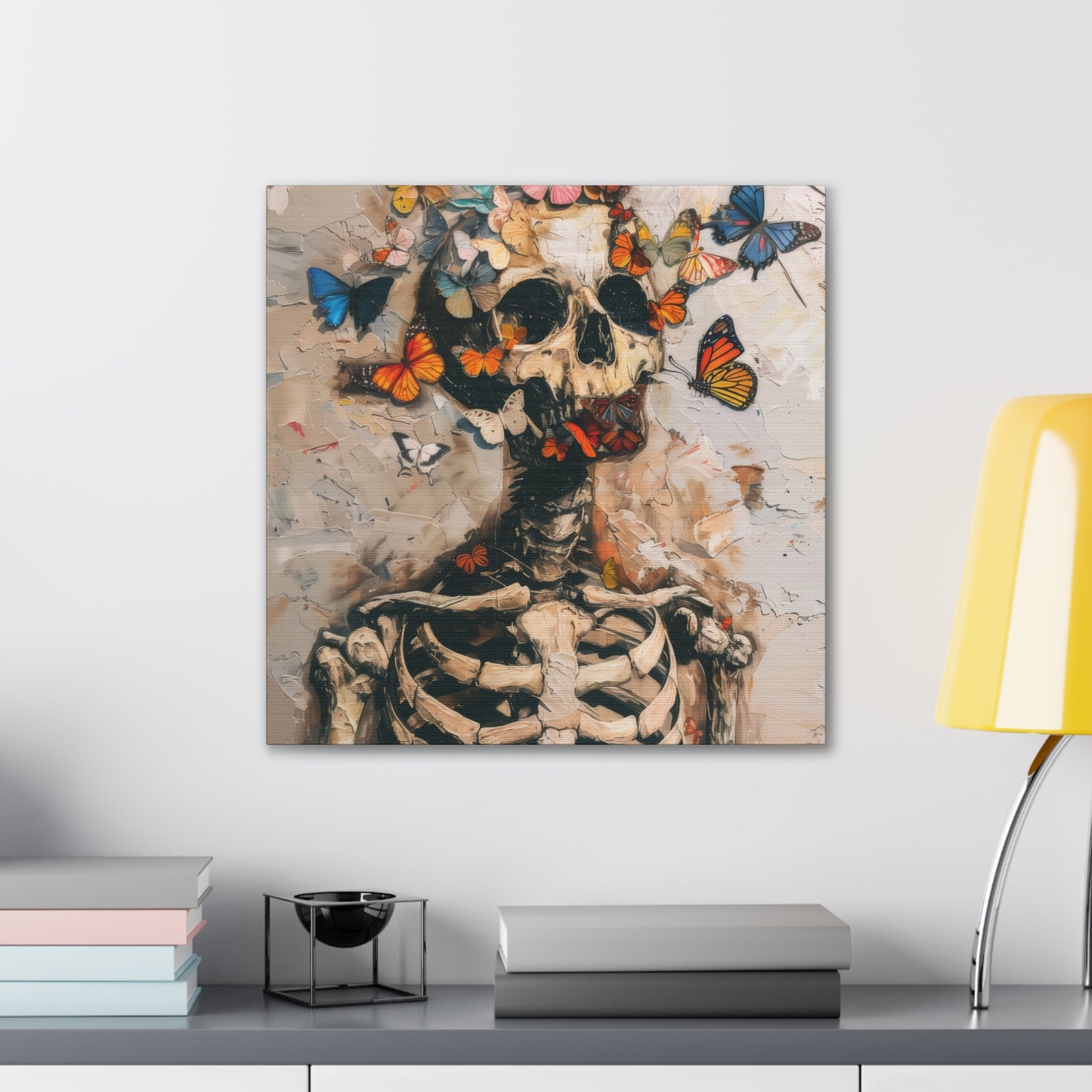 Skulls and Butterflies - Canvas Stretched, 0.75"