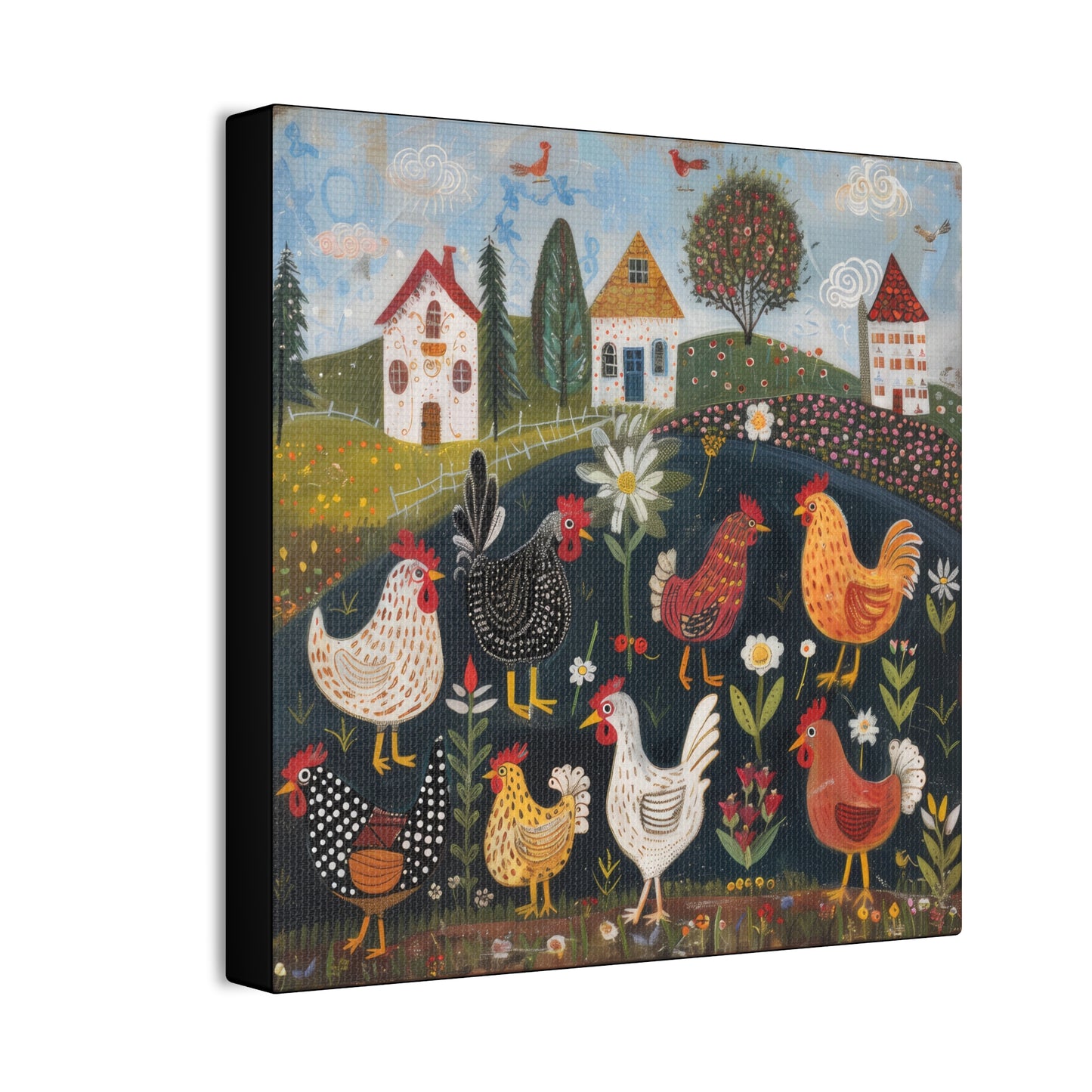 Chickens - Canvas Stretched, 0.75" - Canvas Stretched, 0.75"