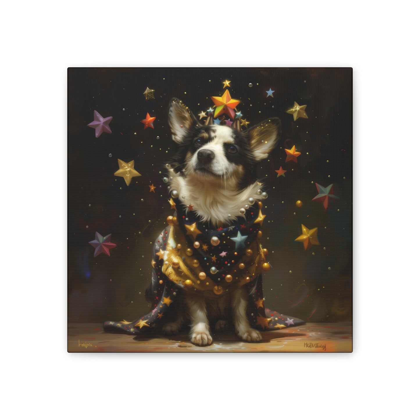 Star Dog Celebration - Canvas Stretched, 0.75"