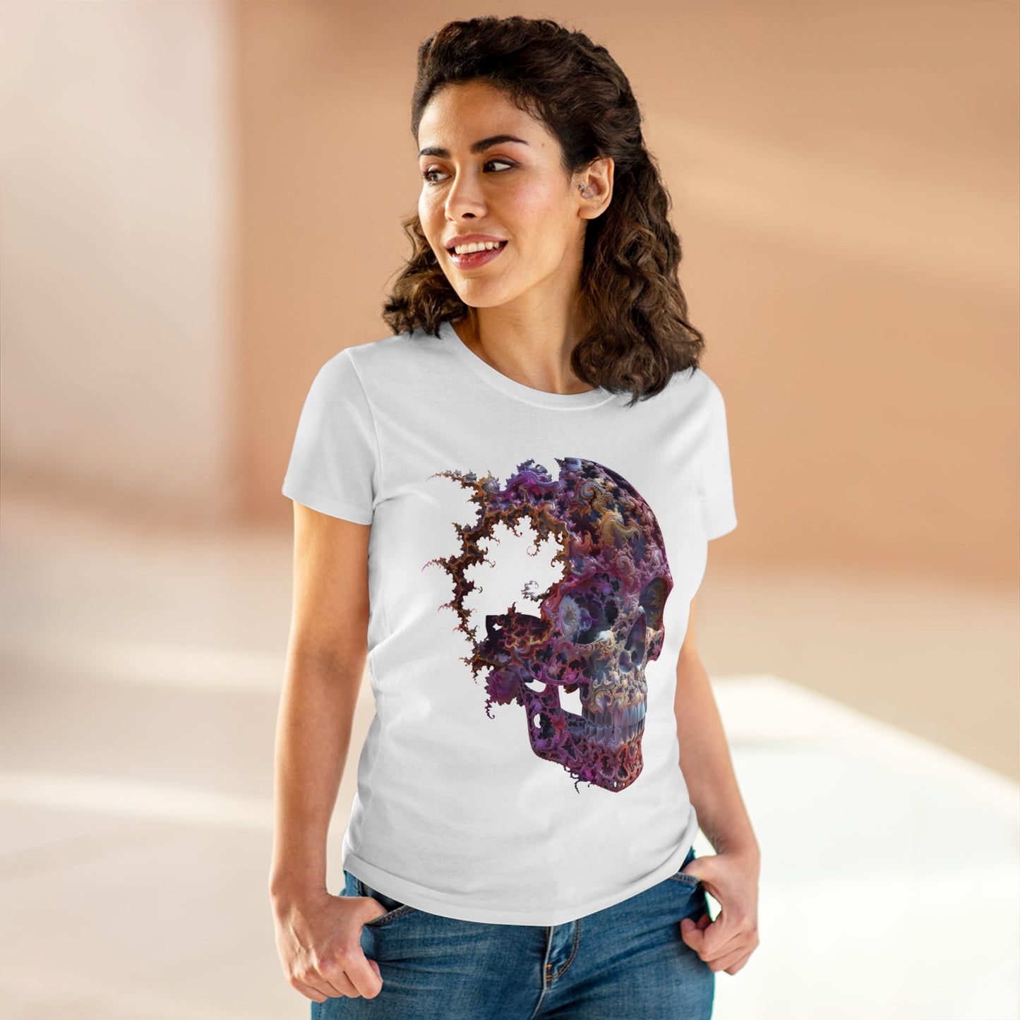 Fractal Skull - Women's Midweight Cotton Tee