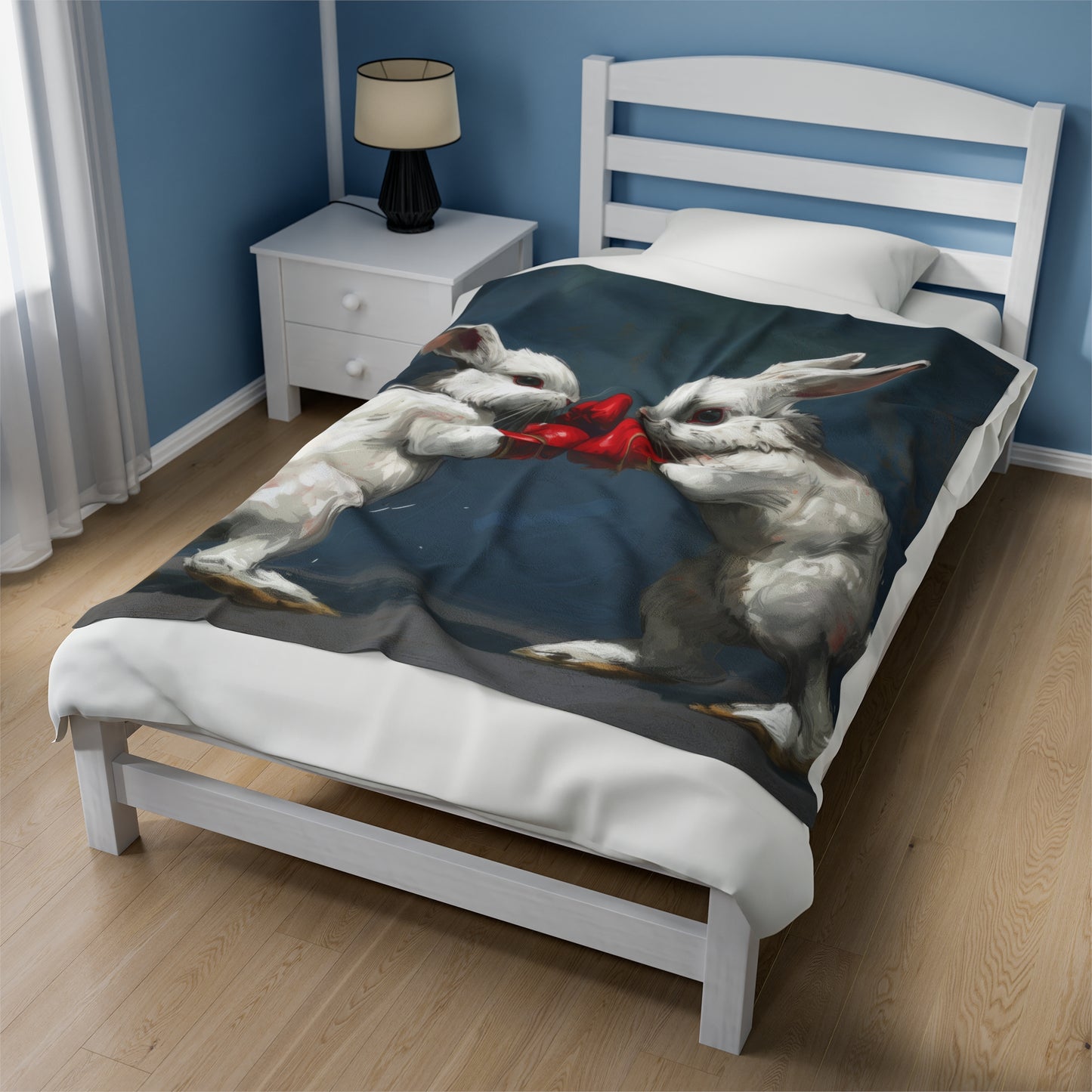 Boxing Bunnies - Velveteen Plush Blanket