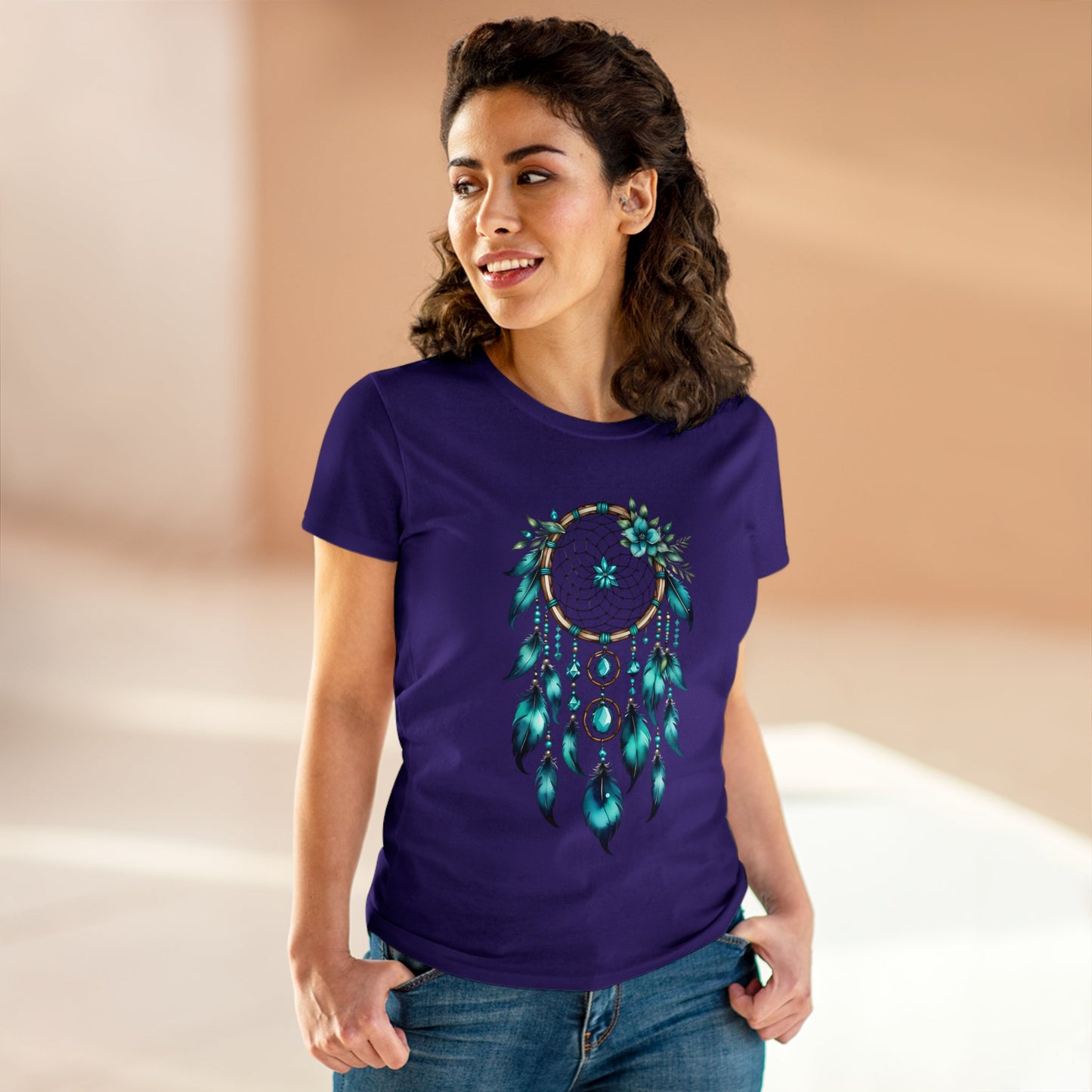 Turquoise Dream Catcher - Sagittarius - Astrology - Women's Midweight Cotton Tee