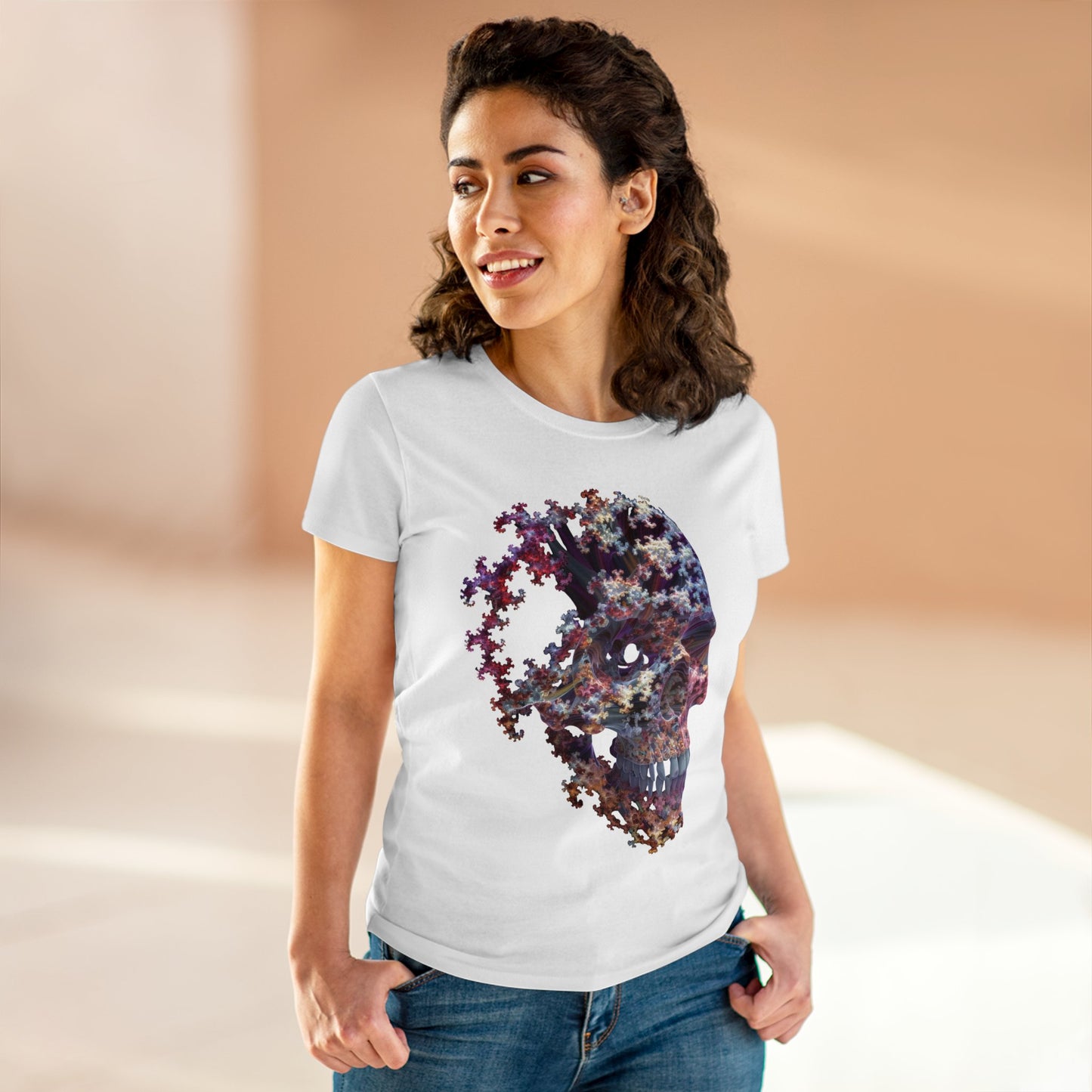 Fractal Skull - Women's Midweight Cotton Tee