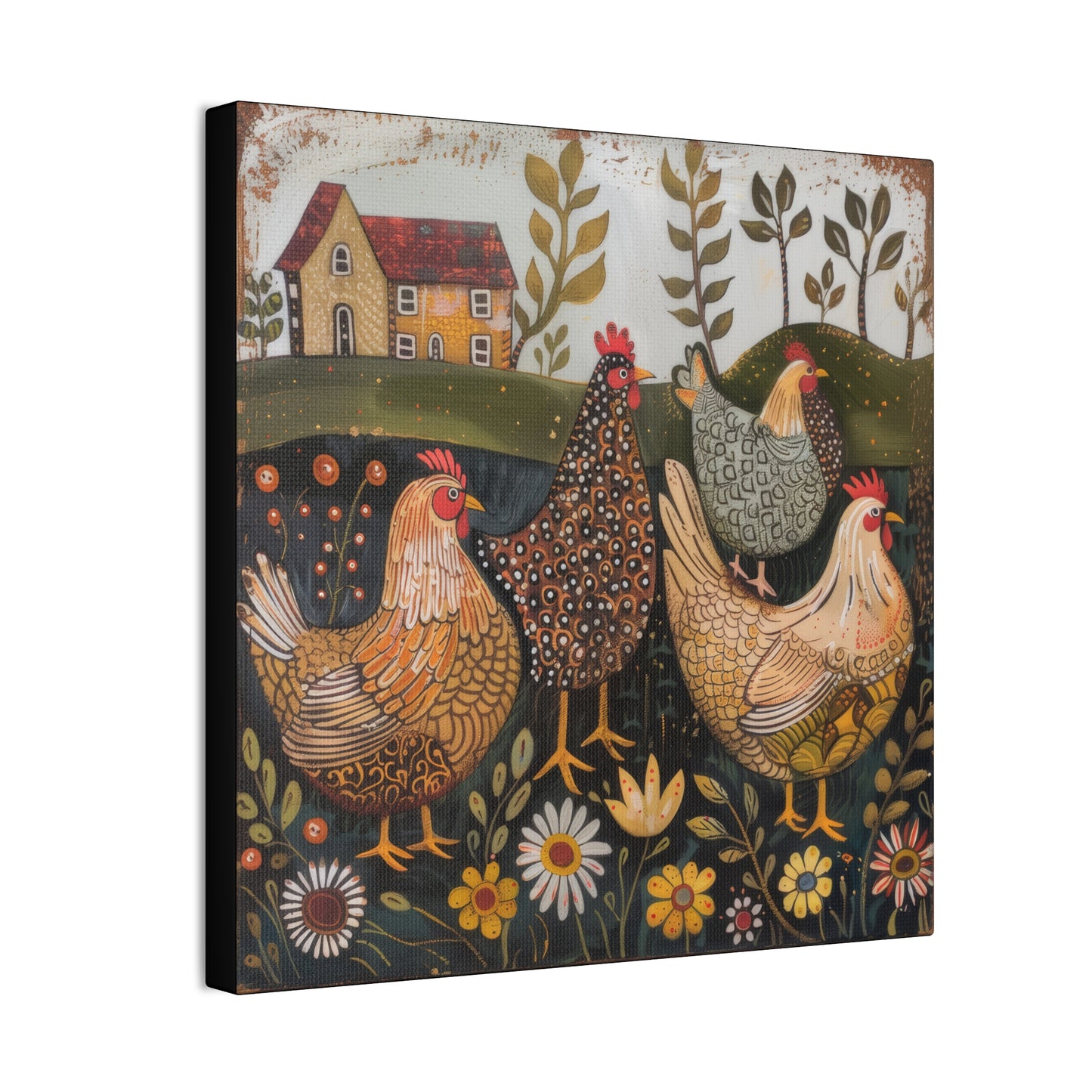 Chickens - Canvas Stretched, 0.75" - Canvas Stretched, 0.75"